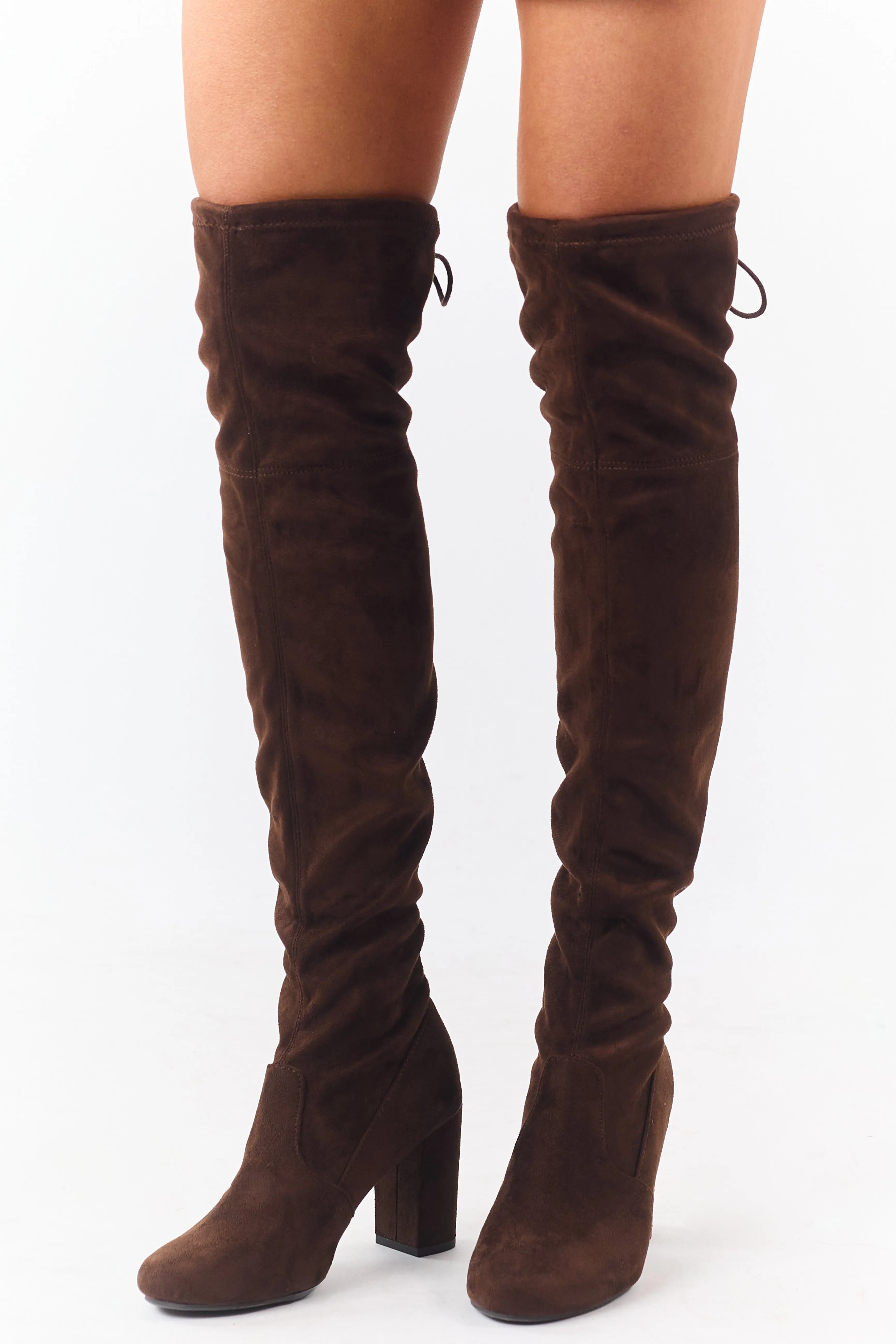 Cocoa Over the Knee Microsuede Drawstring Boots sold by Lime Lush product image thumbnail 2