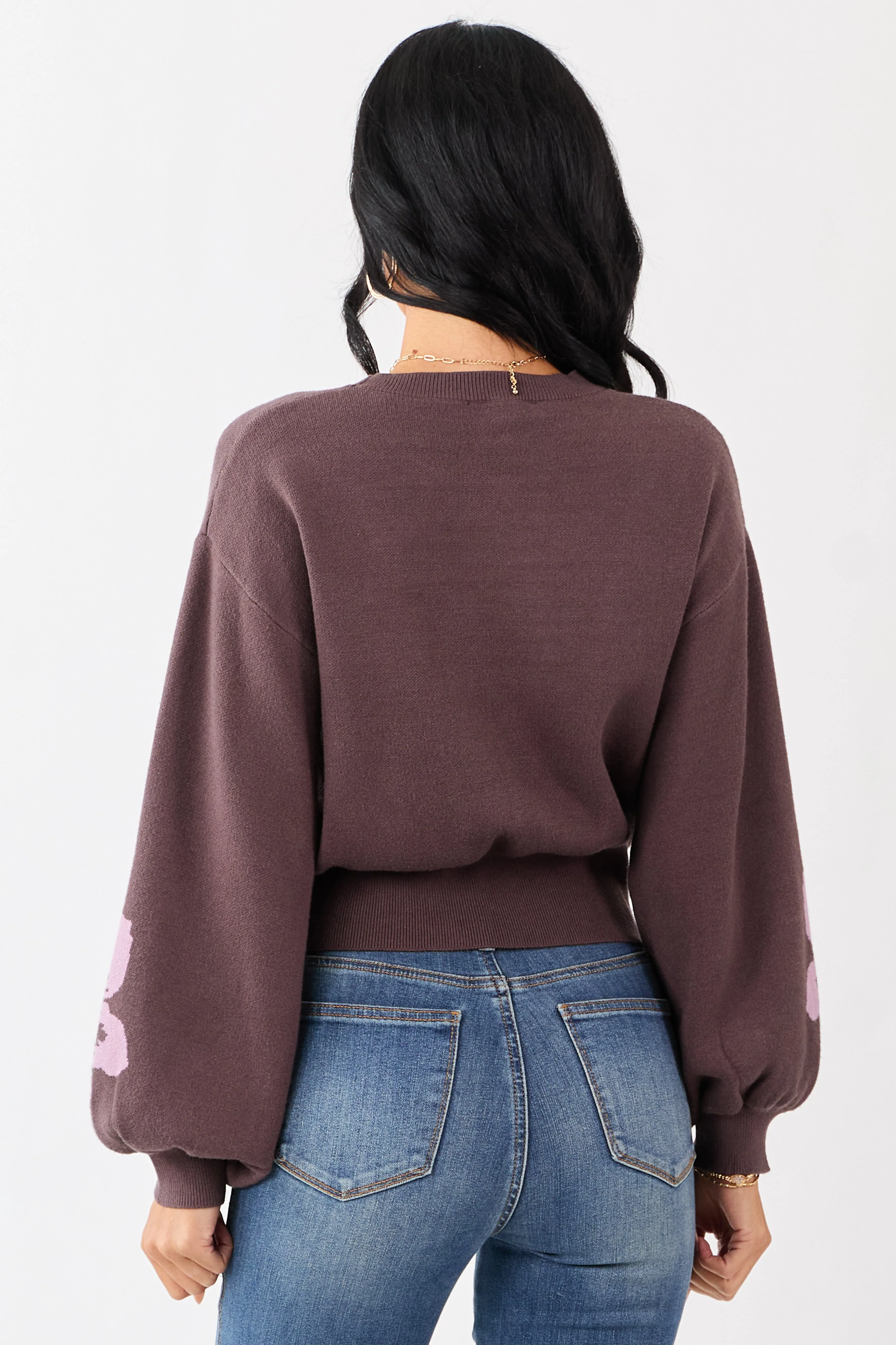 She+Sky Walnut Floral Print Crew Neck Sweater sold by Lime Lush product image thumbnail 5