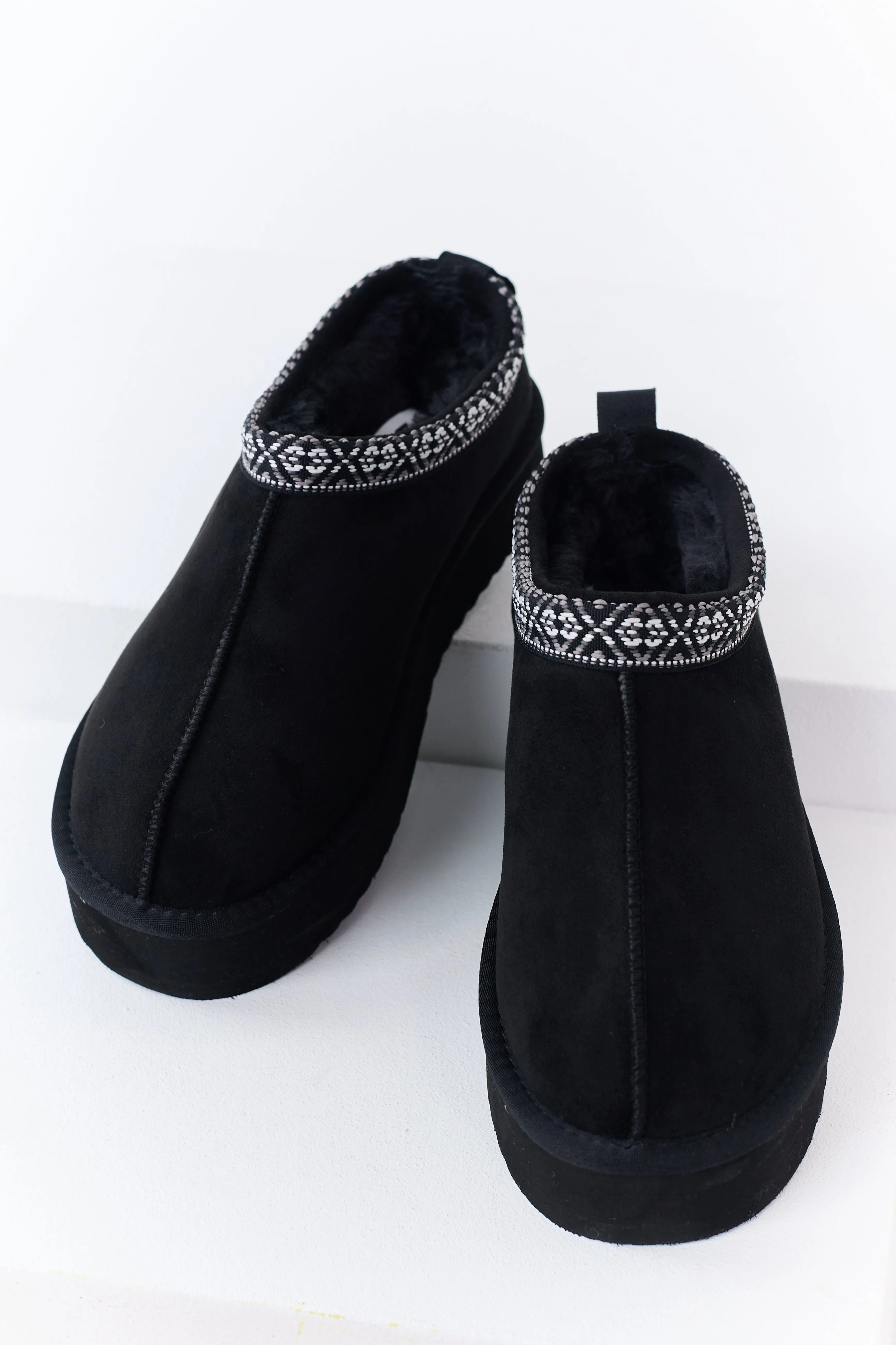 Black Faux Suede Fur Lined Platform Slippers sold by Lime Lush product image thumbnail 2