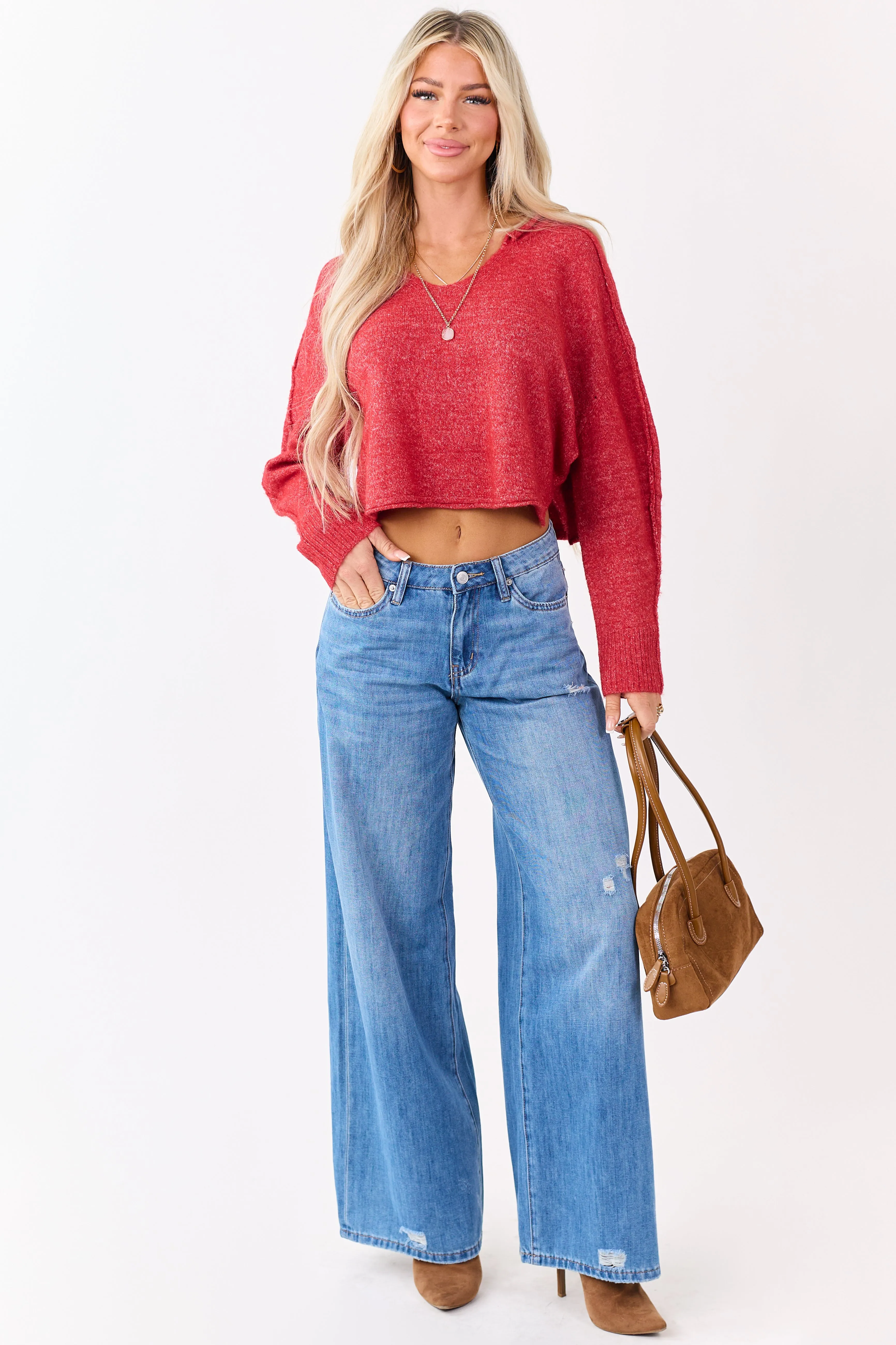 Mica Denim Medium High Rise Super Wide Leg Jeans sold by Lime Lush product image thumbnail 2