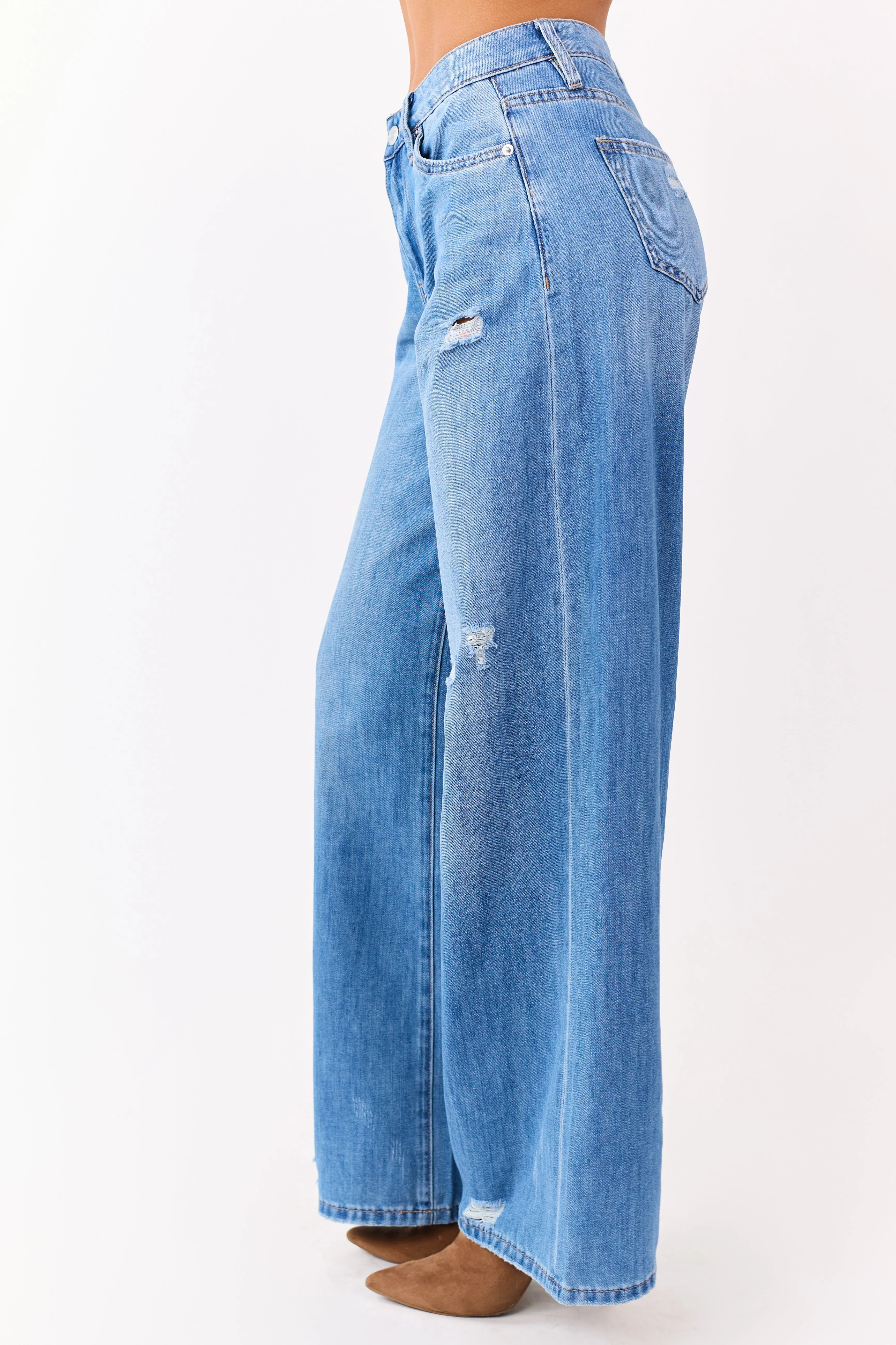 Mica Denim Medium High Rise Super Wide Leg Jeans sold by Lime Lush product image thumbnail 3