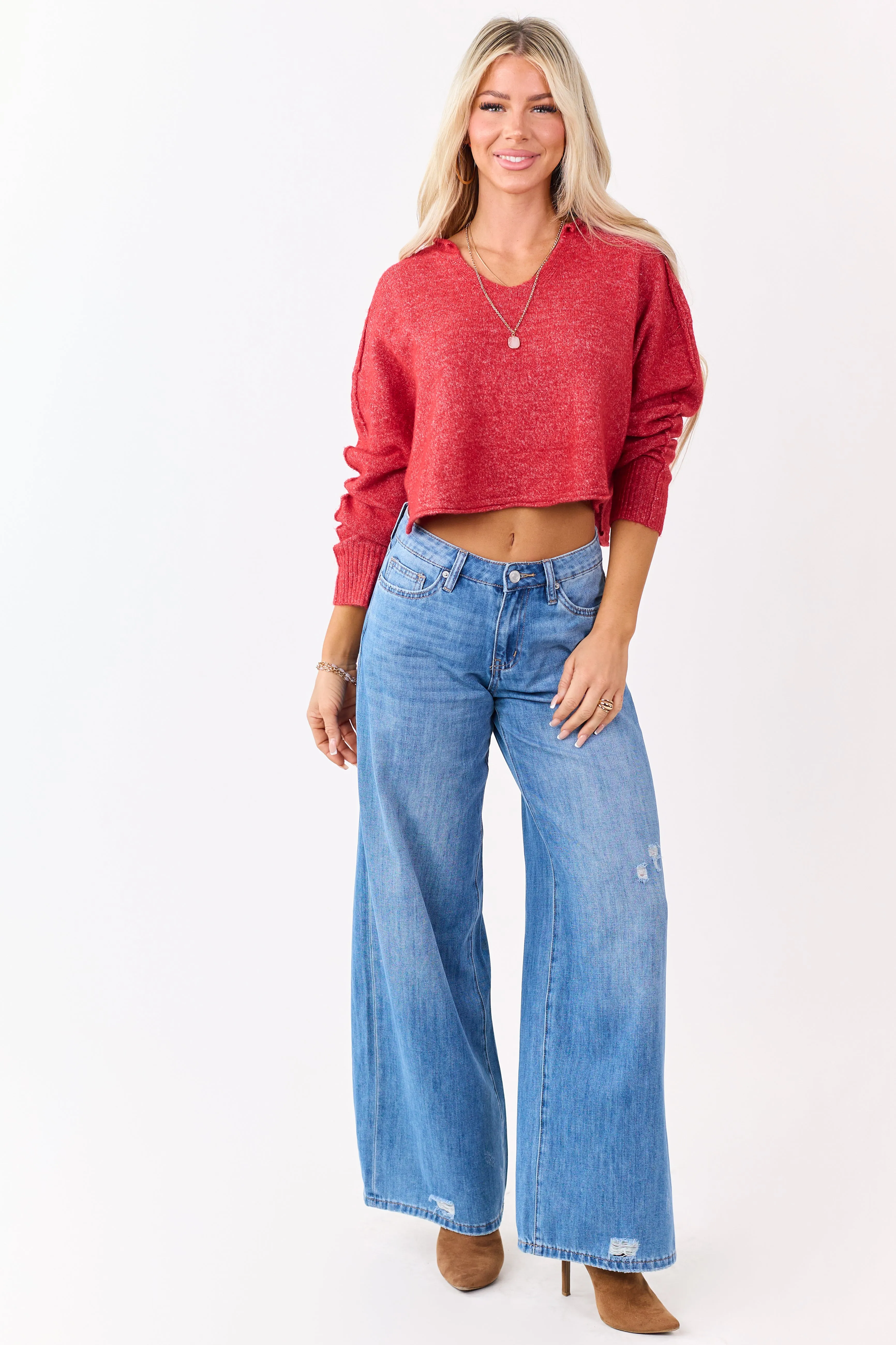 Mica Denim Medium High Rise Super Wide Leg Jeans sold by Lime Lush product image thumbnail 5