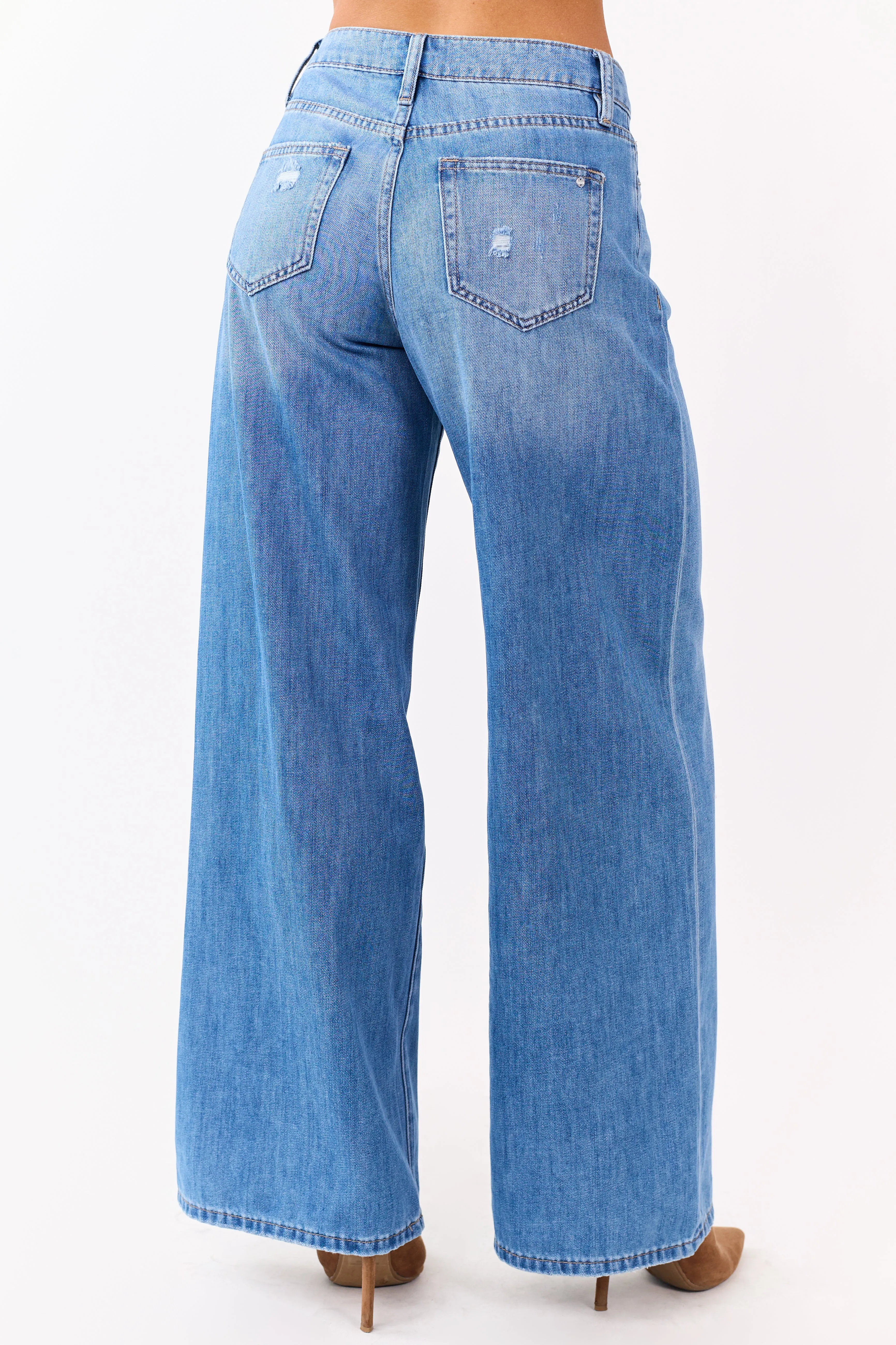 Mica Denim Medium High Rise Super Wide Leg Jeans sold by Lime Lush product image thumbnail 4