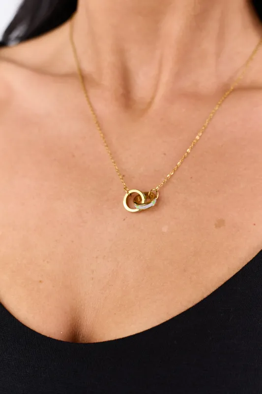 Gold Metallic Interlocking Circle Pendant Necklace sold by Lime Lush
