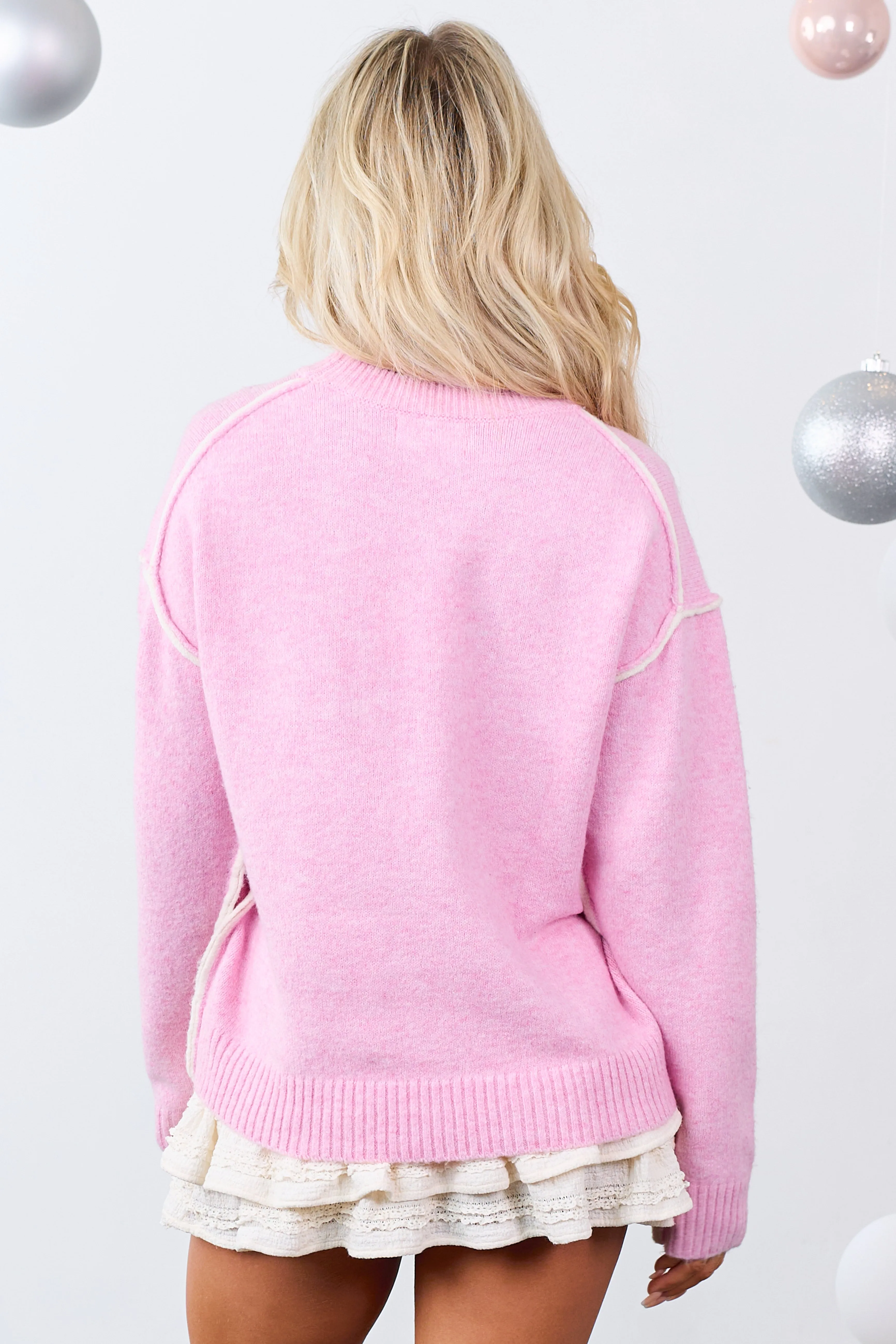 Carnation Exposed Contrast Seam Knit Sweater sold by Lime Lush product image thumbnail 5