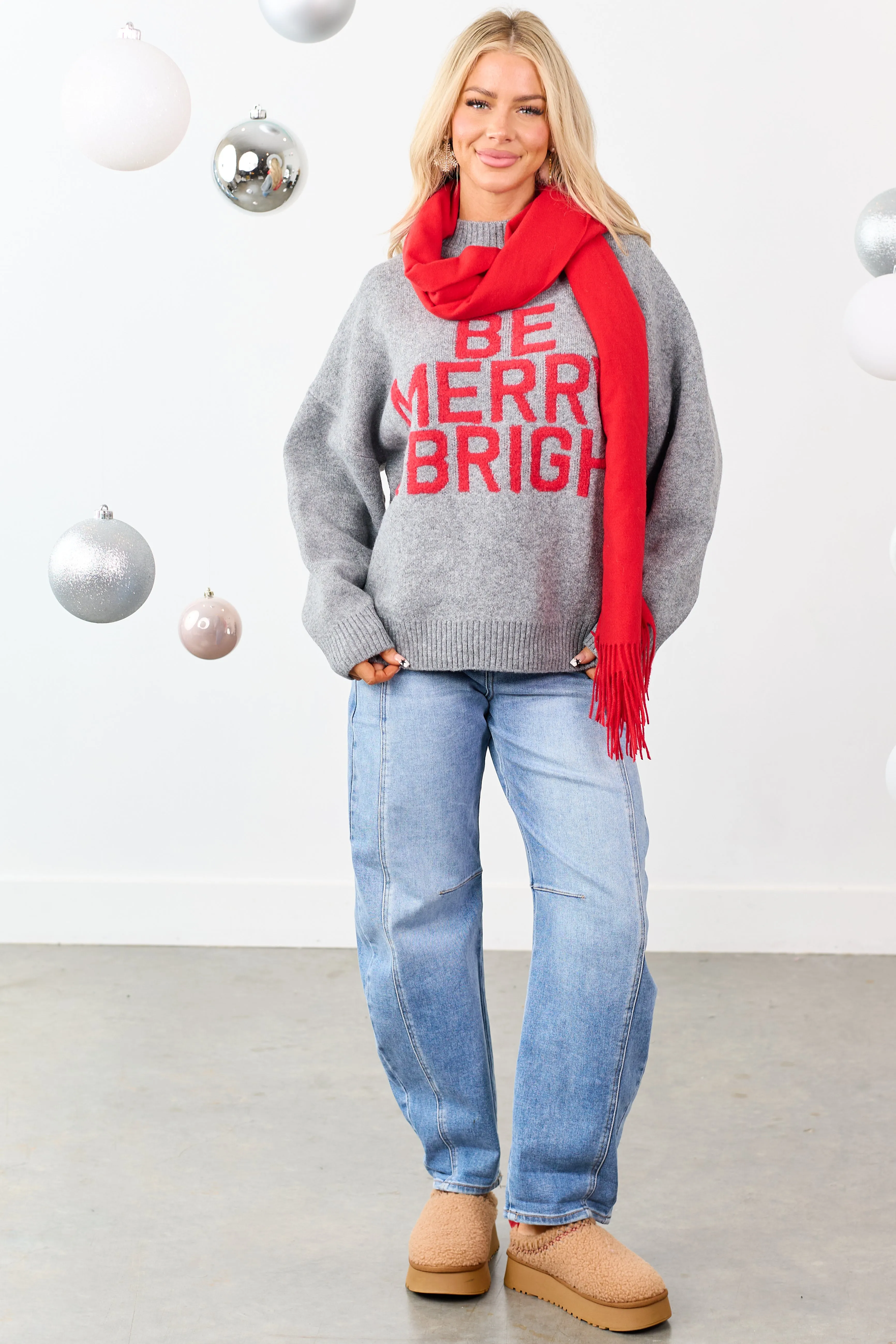 Steel 'Be Merry & Bright' Graphic Knit Sweater sold by Lime Lush product image thumbnail 2
