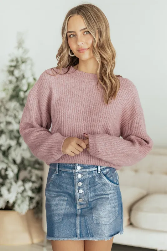 Cherry Blossom Ribbed Knit Boxy Sweater sold by Lime Lush