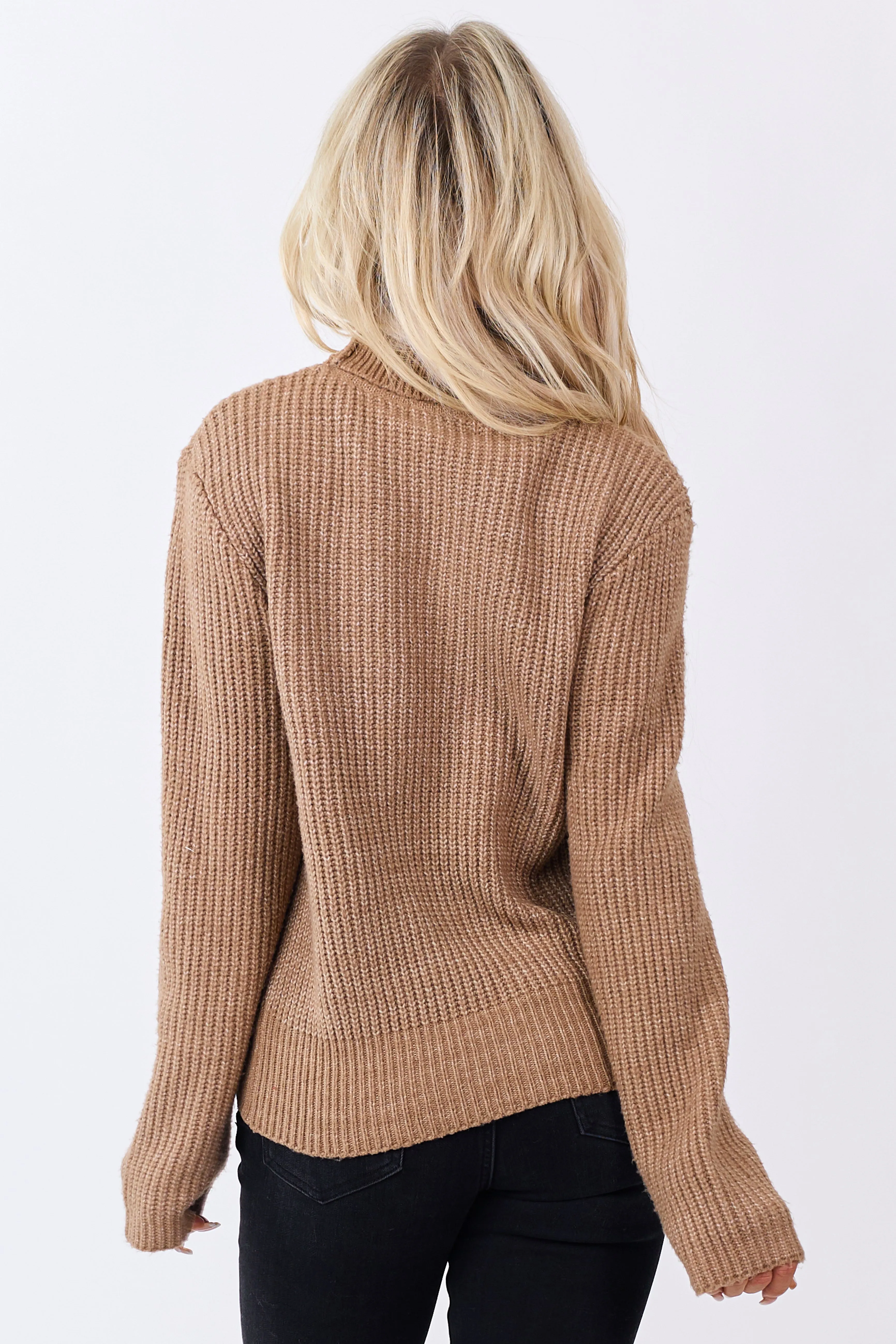 Peanut Rib Knit Turtleneck Long Sleeve Sweater sold by Lime Lush product image thumbnail 5