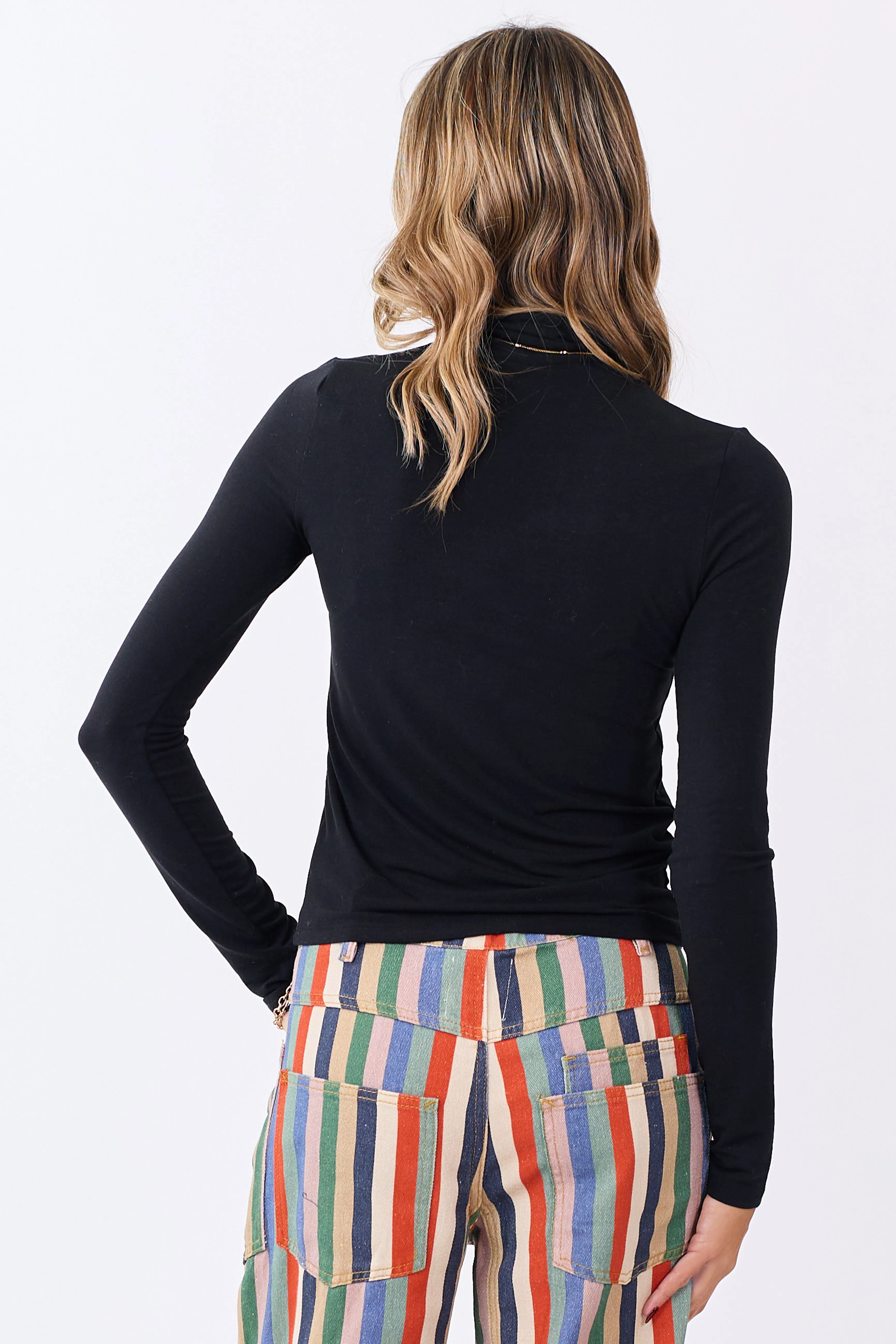 Black Mock Neck Long Sleeve Stretchy Top sold by Lime Lush product image thumbnail 5