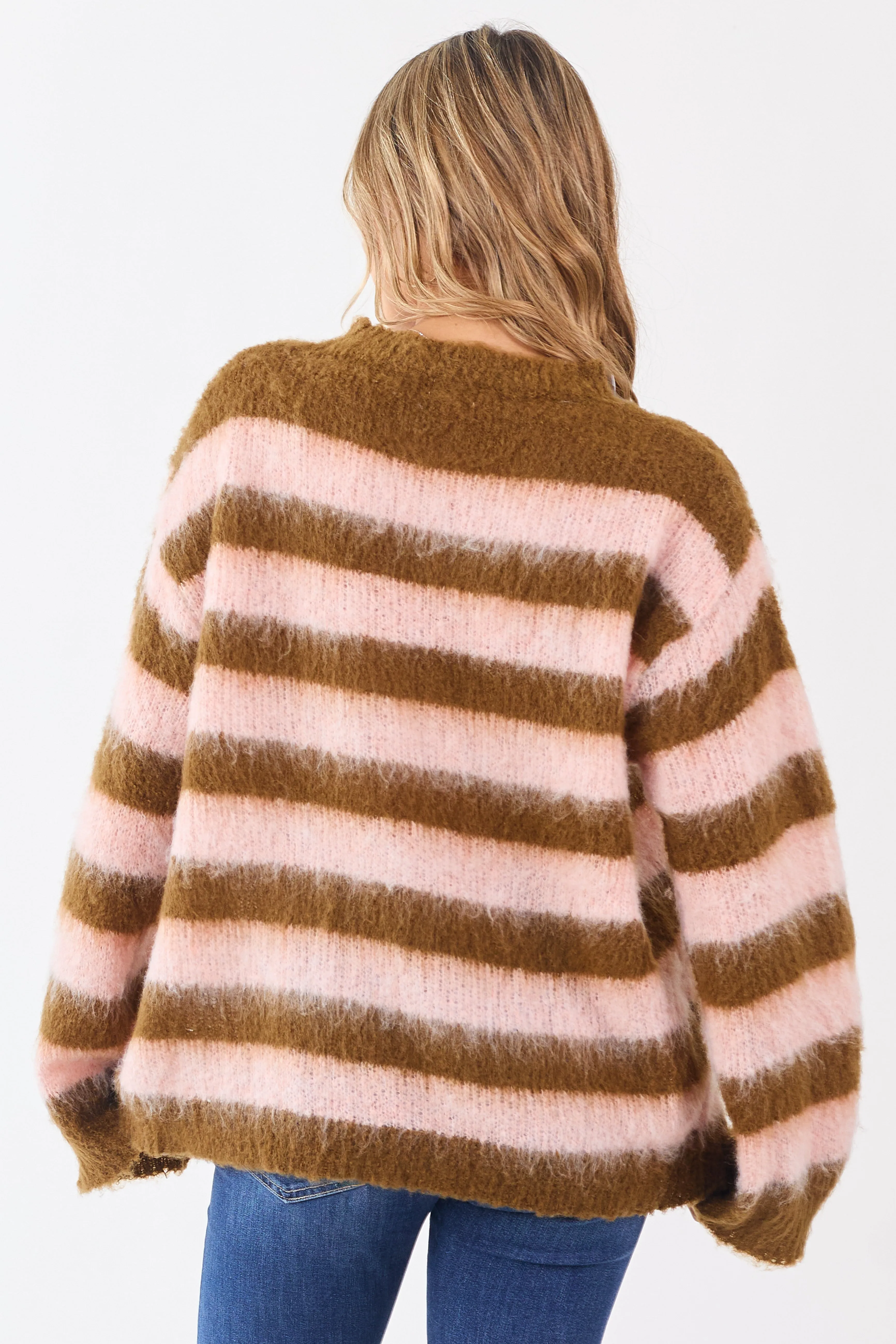 POL Peanut and Blush Striped Long Sleeve Sweater sold by Lime Lush product image thumbnail 5