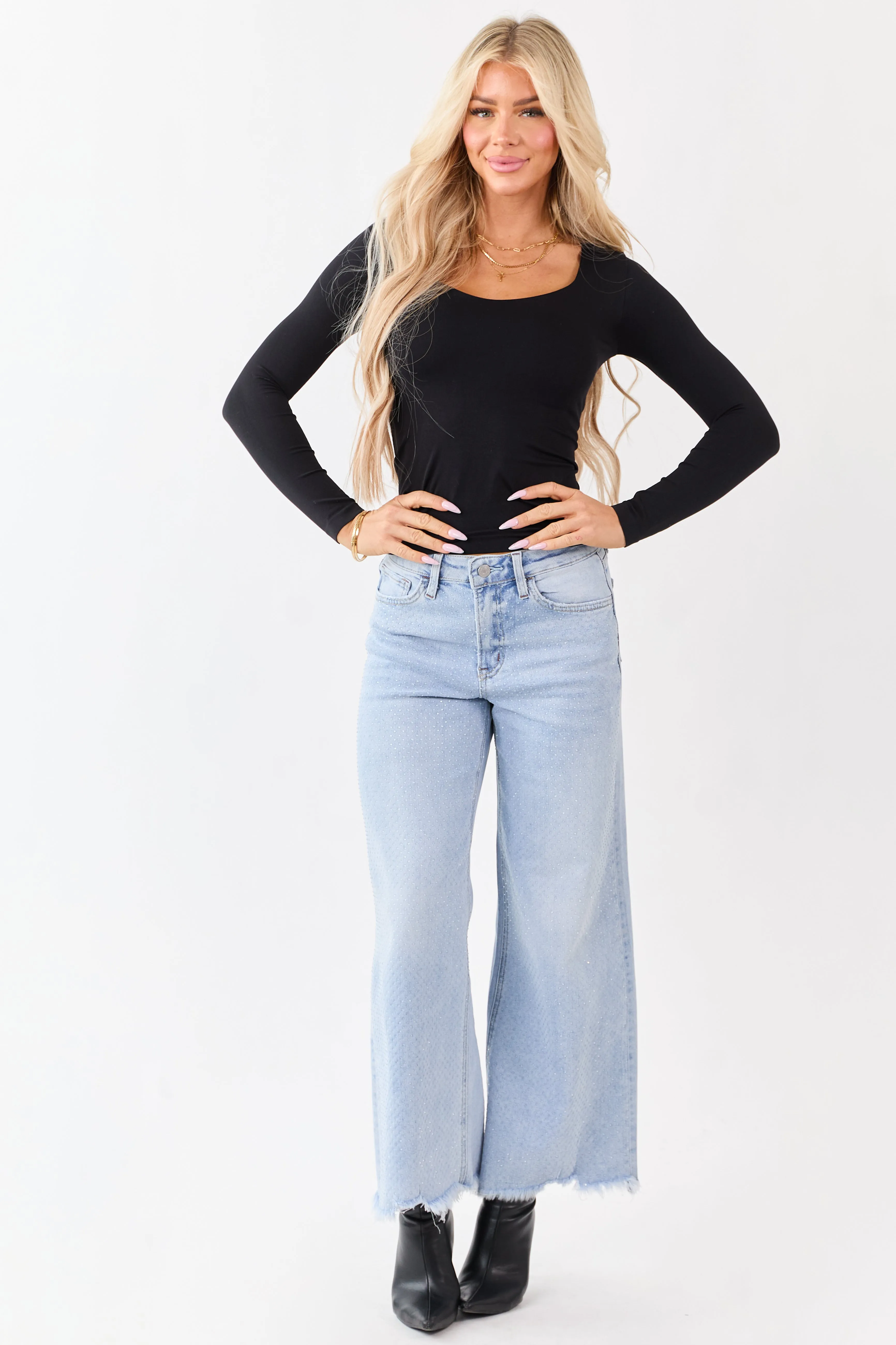 Black Scoop Neck Fitted Long Sleeve Top sold by Lime Lush product image thumbnail 2