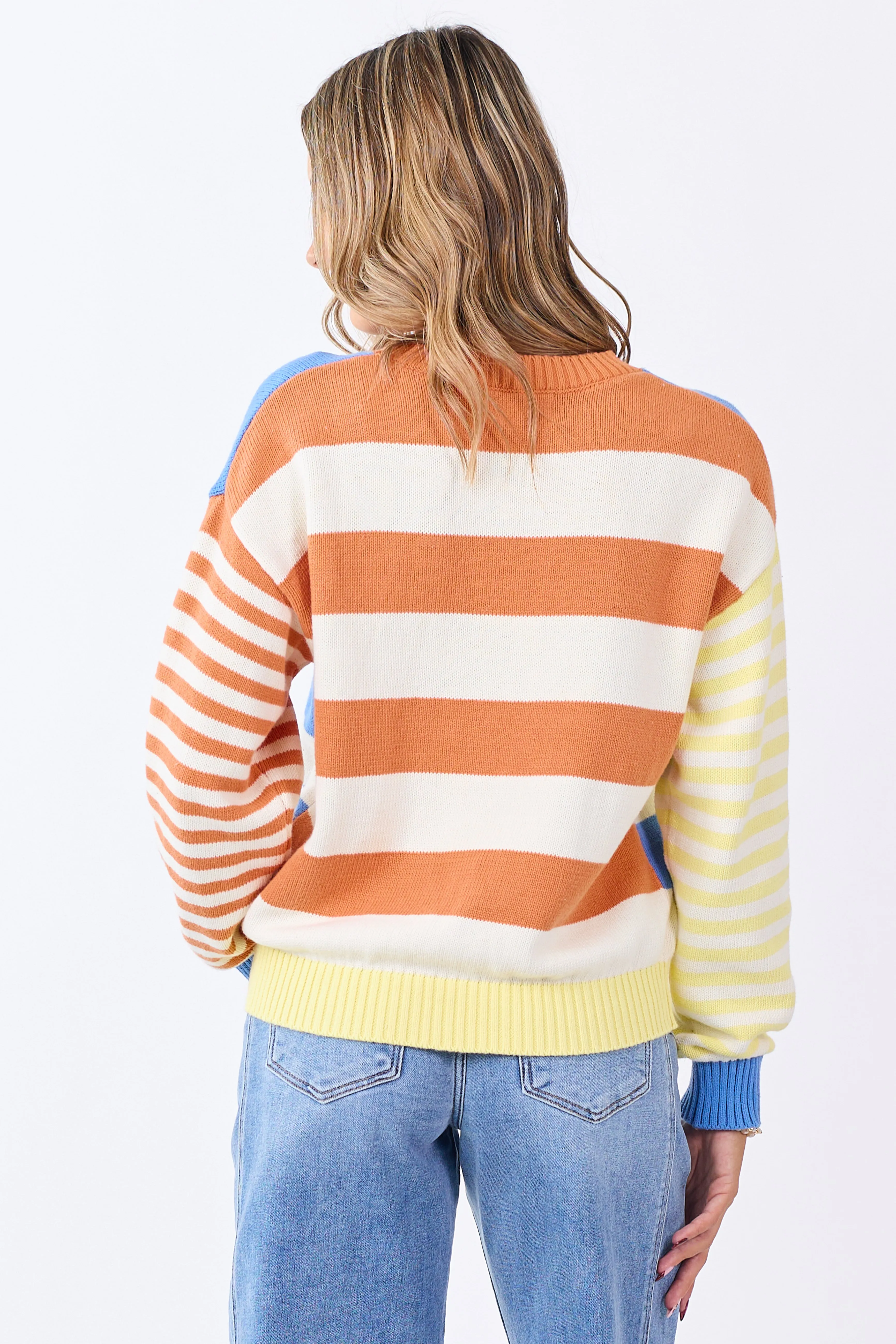 Cream Contrast Striped Long Sleeve Cotton Sweater sold by Lime Lush product image thumbnail 5