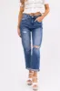 Risen Medium Wash Girlfriend Cropped Jeans sold by Lime Lush