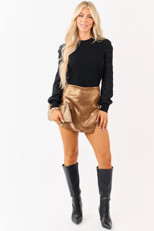 Flying Tomato Peanut Metallic Coated Wrap Mini Skort sold by Lime Lush