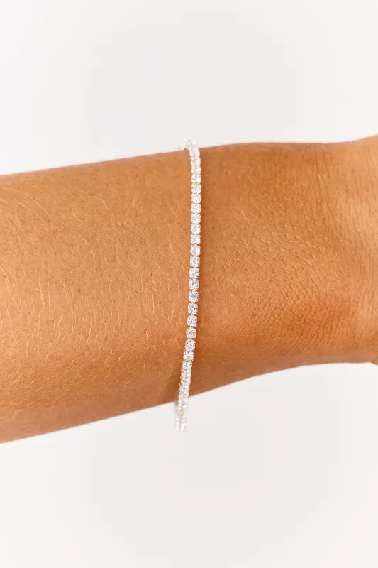 Silver Rhinestone Tennis Chain Bracelet made by Lime Lush
