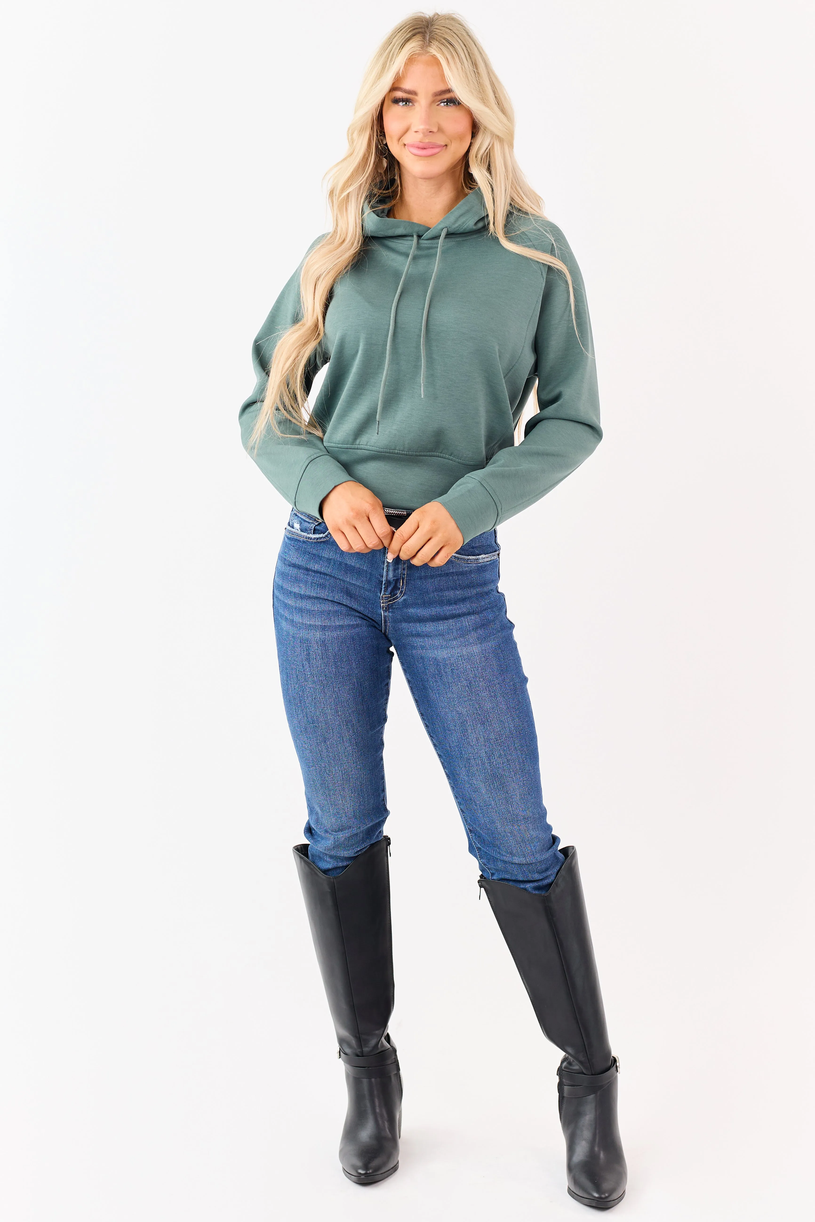 Juniper Soft Scuba Knit Drawstring Hoodie sold by Lime Lush product image thumbnail 2