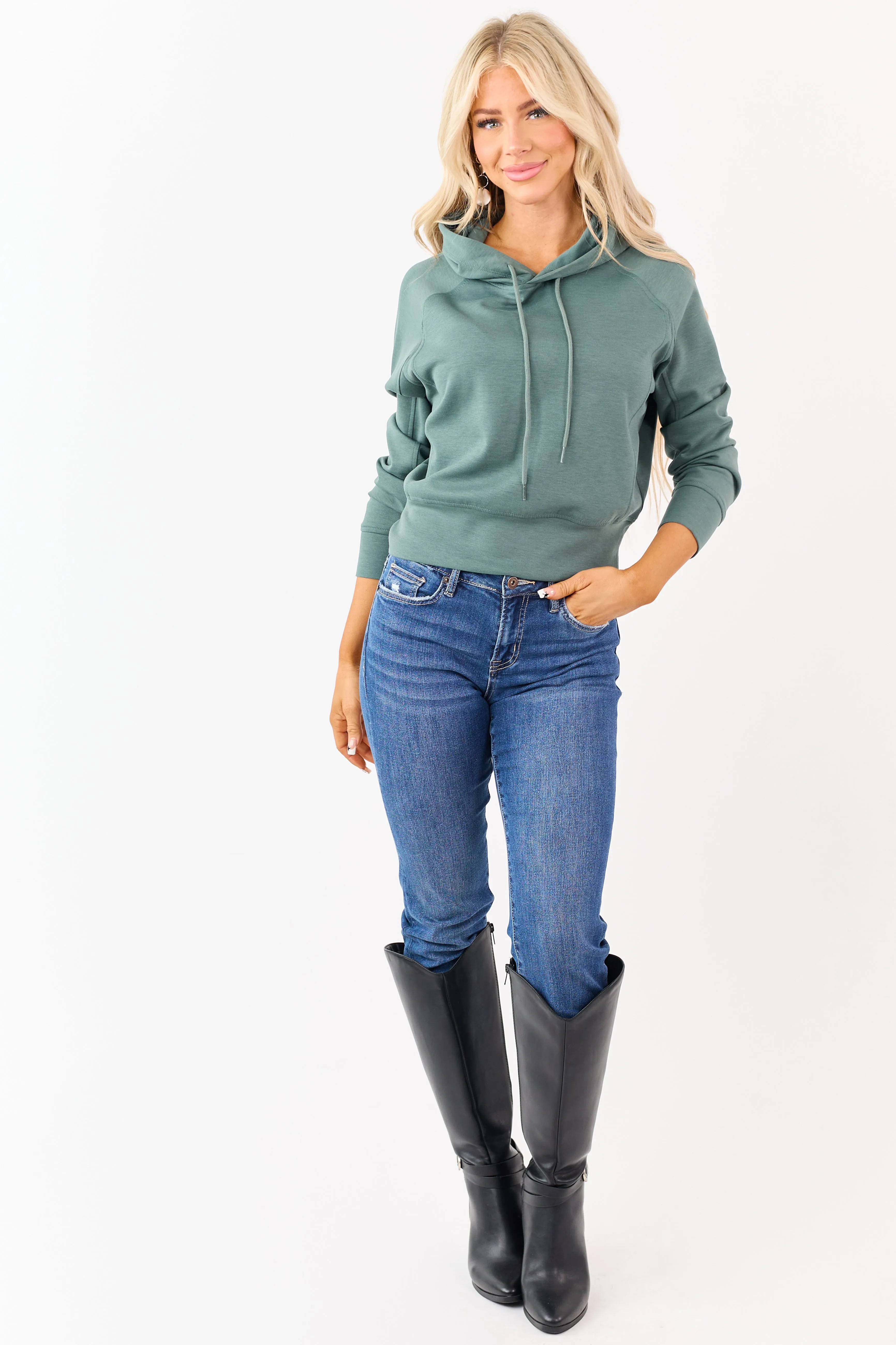 Juniper Soft Scuba Knit Drawstring Hoodie sold by Lime Lush product image thumbnail 3