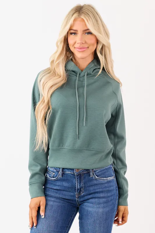 Juniper Soft Scuba Knit Drawstring Hoodie sold by Lime Lush