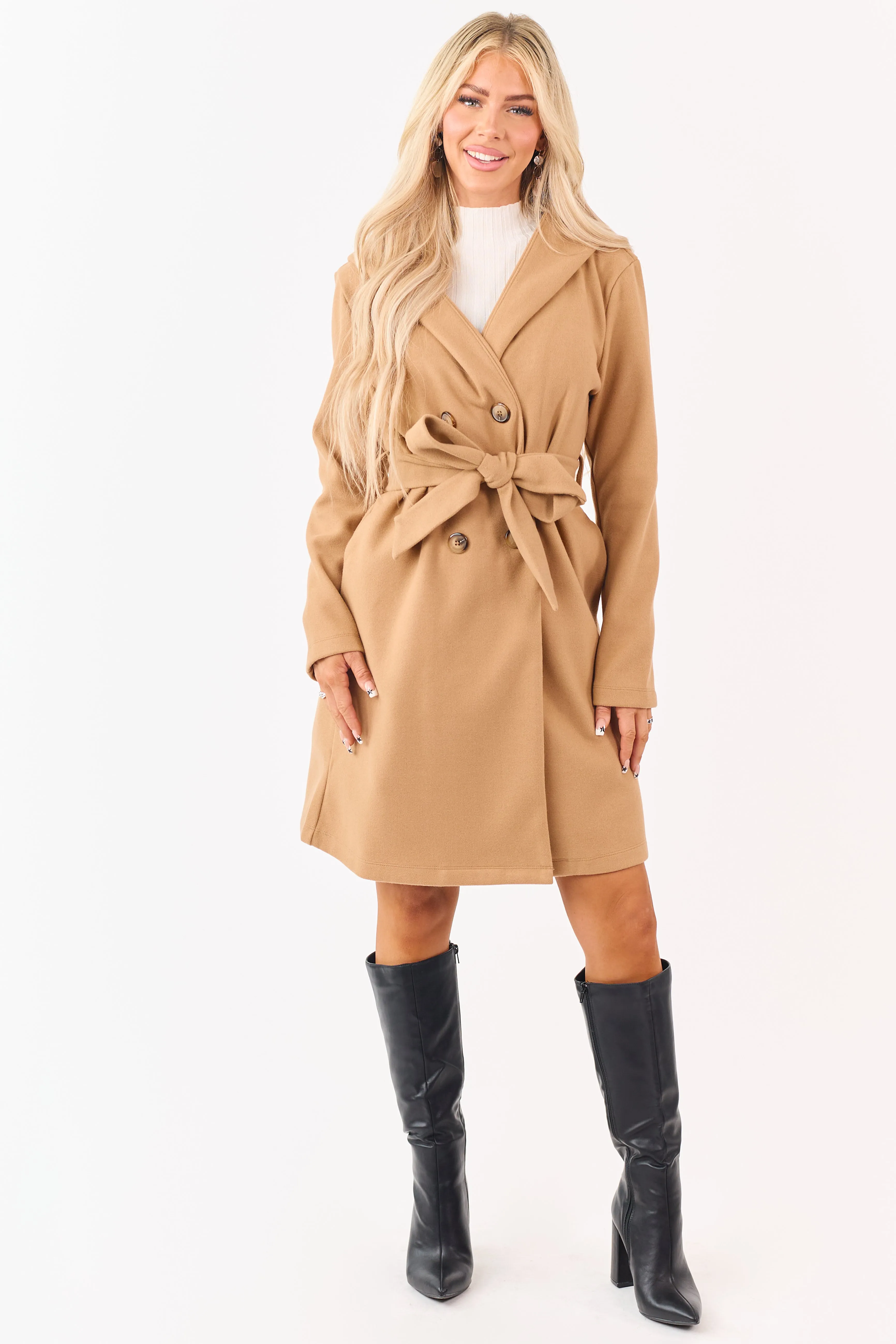 Copper Double Breasted Hooded Trench Coat sold by Lime Lush product image thumbnail 5
