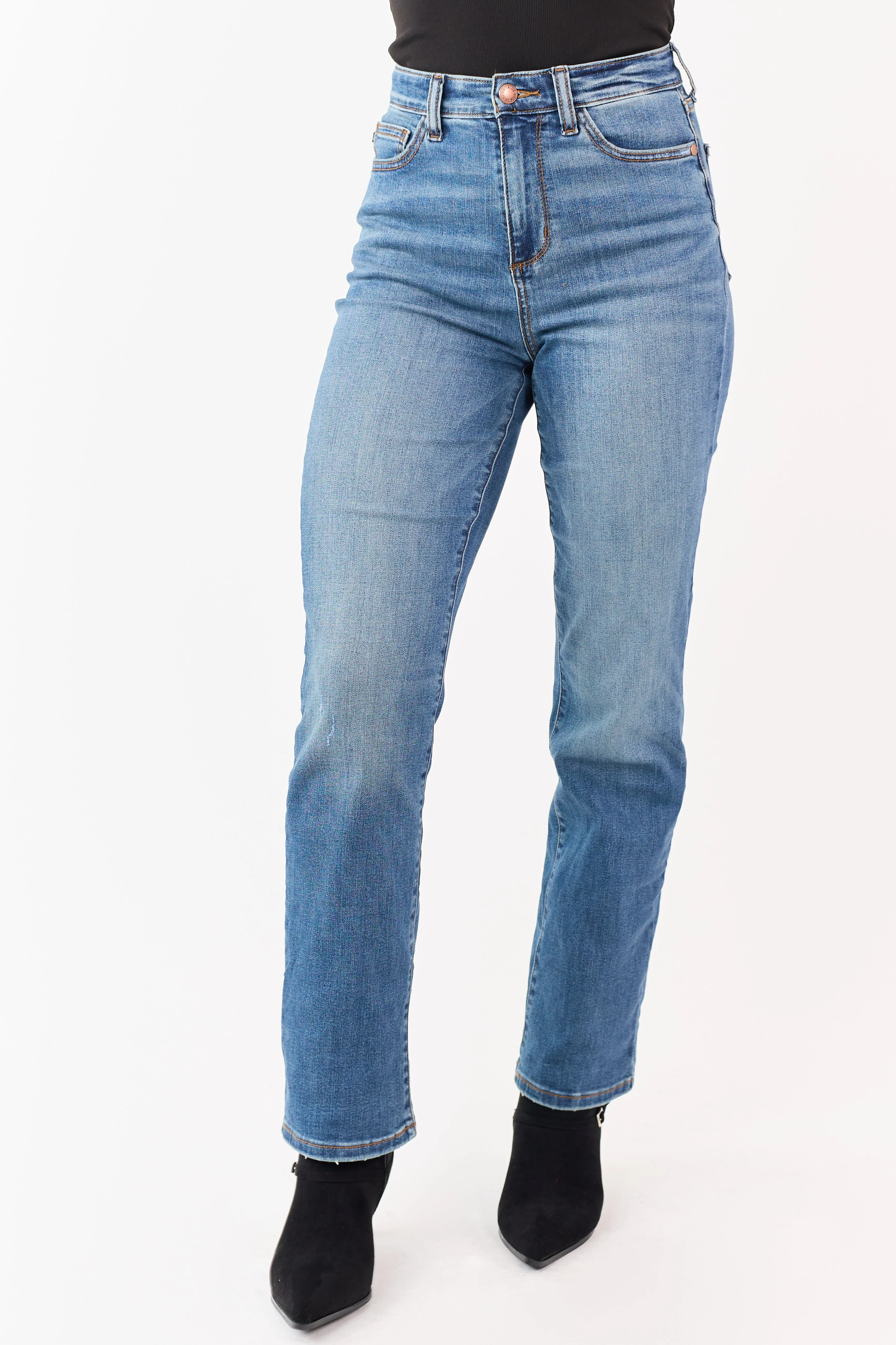 Judy Blue Medium Wash Stretchy Straight Jeans sold by Lime Lush product image thumbnail 2