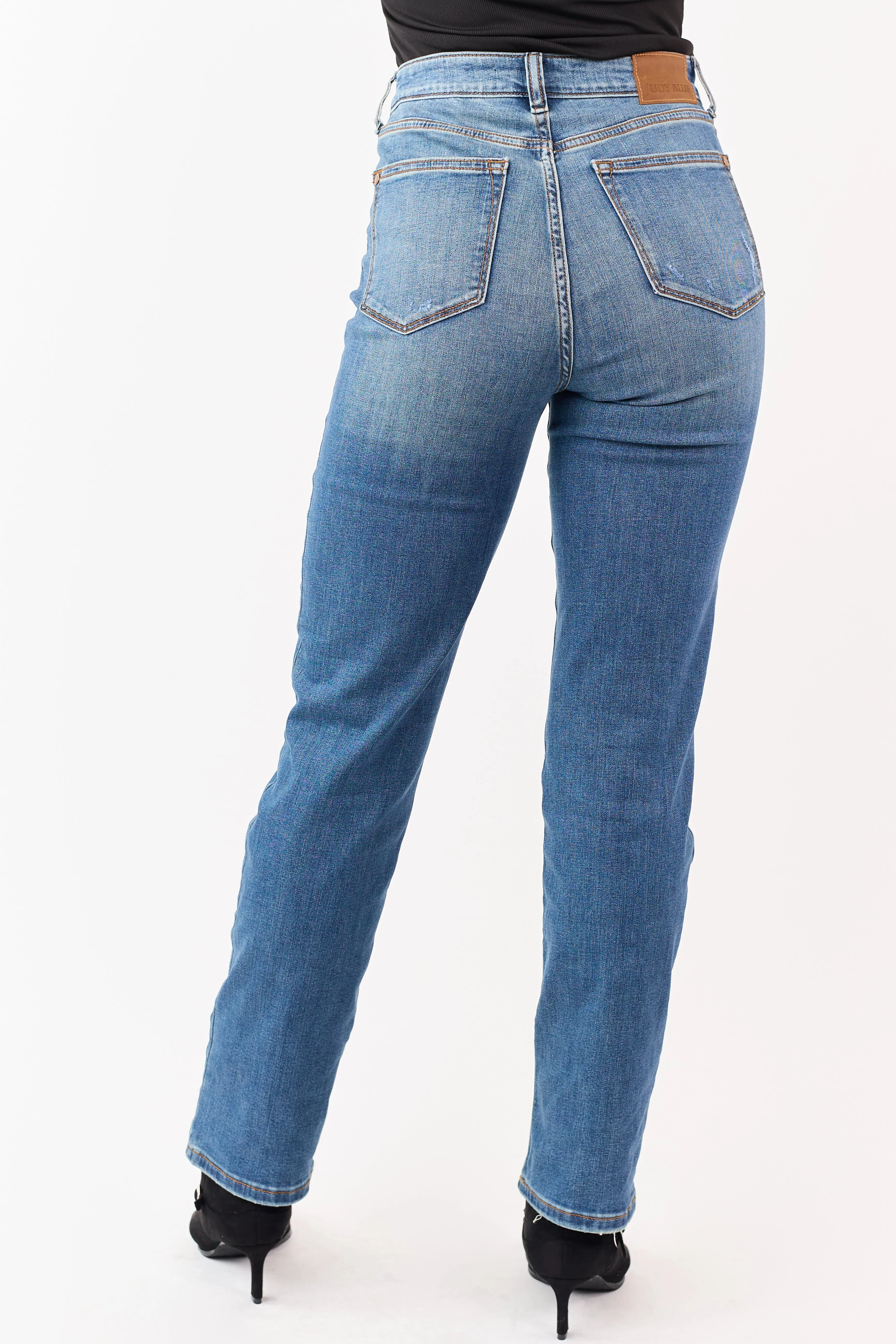 Judy Blue Medium Wash Stretchy Straight Jeans sold by Lime Lush product image thumbnail 4