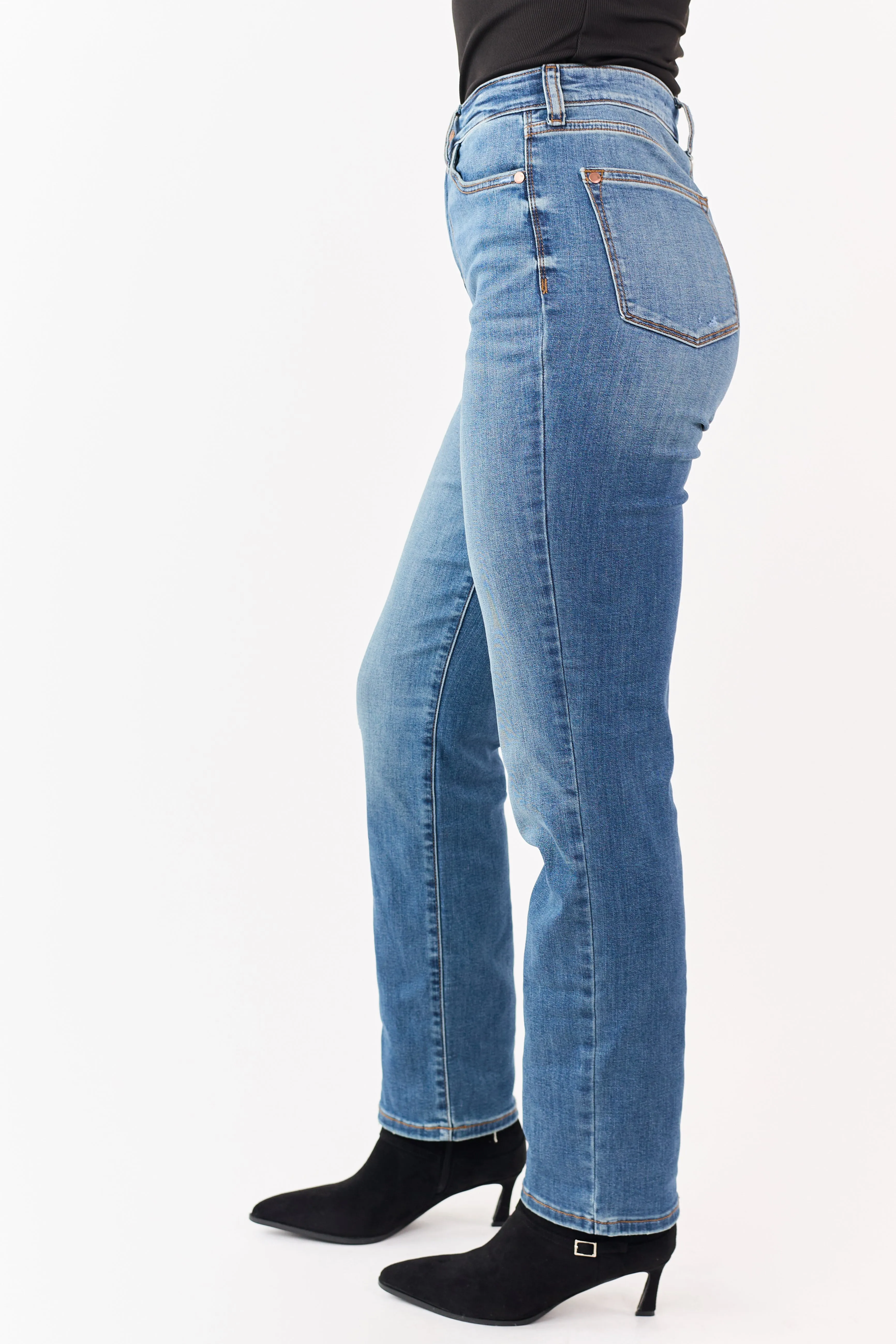 Judy Blue Medium Wash Stretchy Straight Jeans sold by Lime Lush product image thumbnail 3