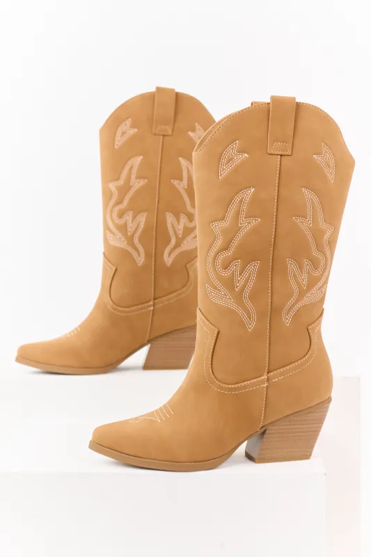 Copper Western Embroidered Cowboy Boots sold by Lime Lush