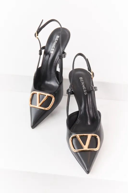 Black Faux Leather Pointed Toe Stiletto Heels sold by Lime Lush