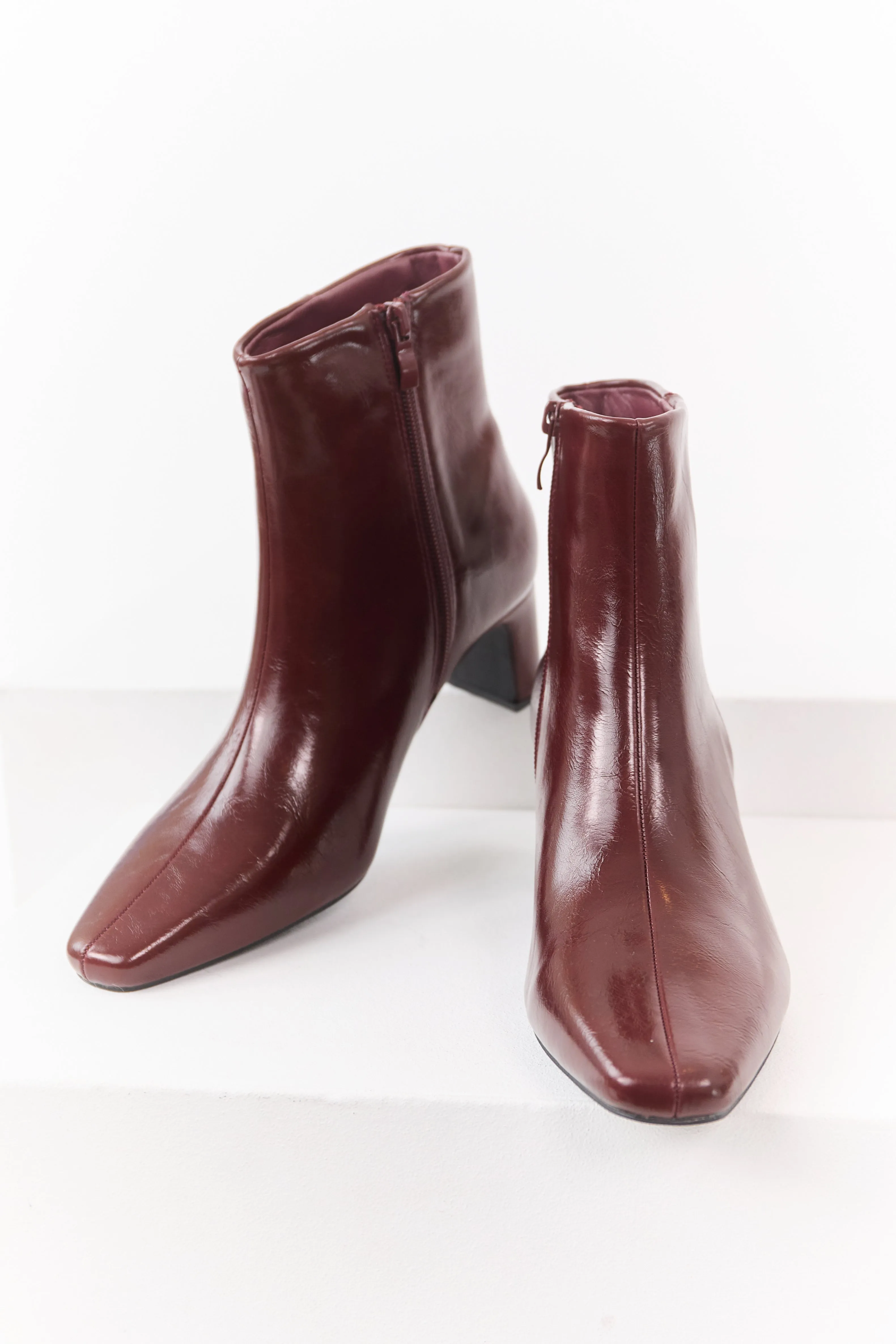 Sangria Faux Leather Pointed Toe Booties sold by Lime Lush product image thumbnail 2