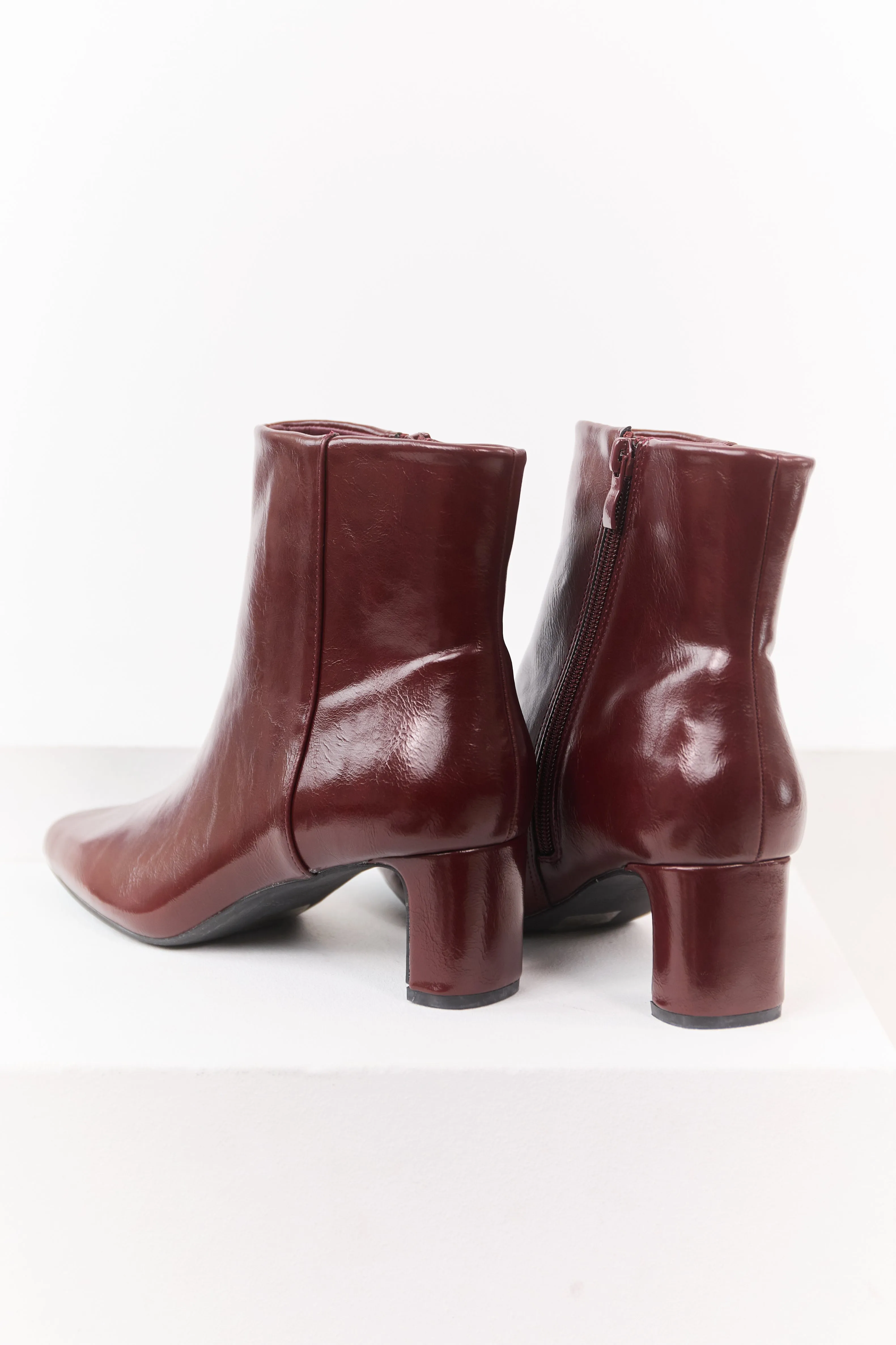 Sangria Faux Leather Pointed Toe Booties sold by Lime Lush product image thumbnail 3