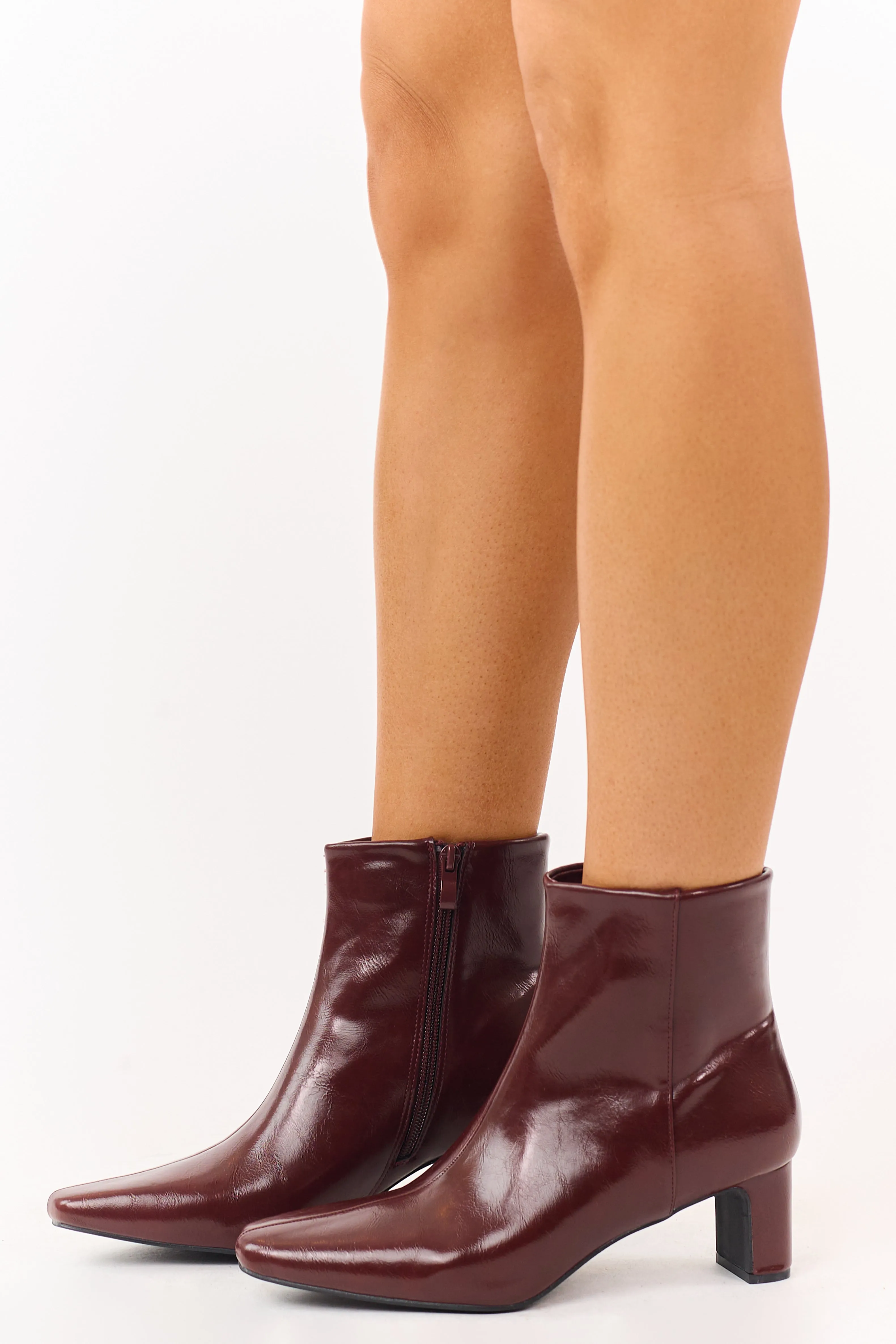 Sangria Faux Leather Pointed Toe Booties sold by Lime Lush product image thumbnail 5