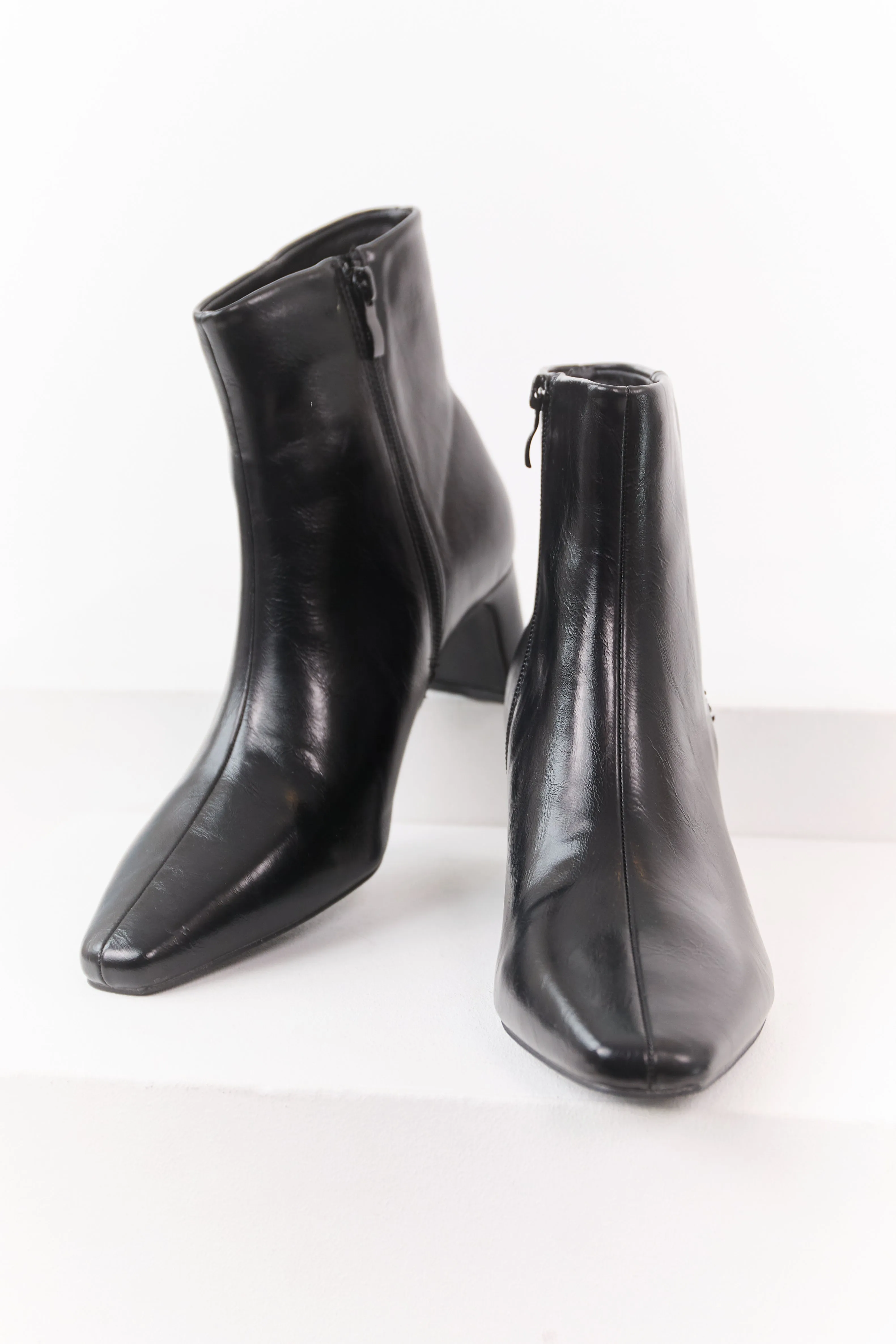 Black Faux Leather Pointed Toe Booties sold by Lime Lush product image thumbnail 2