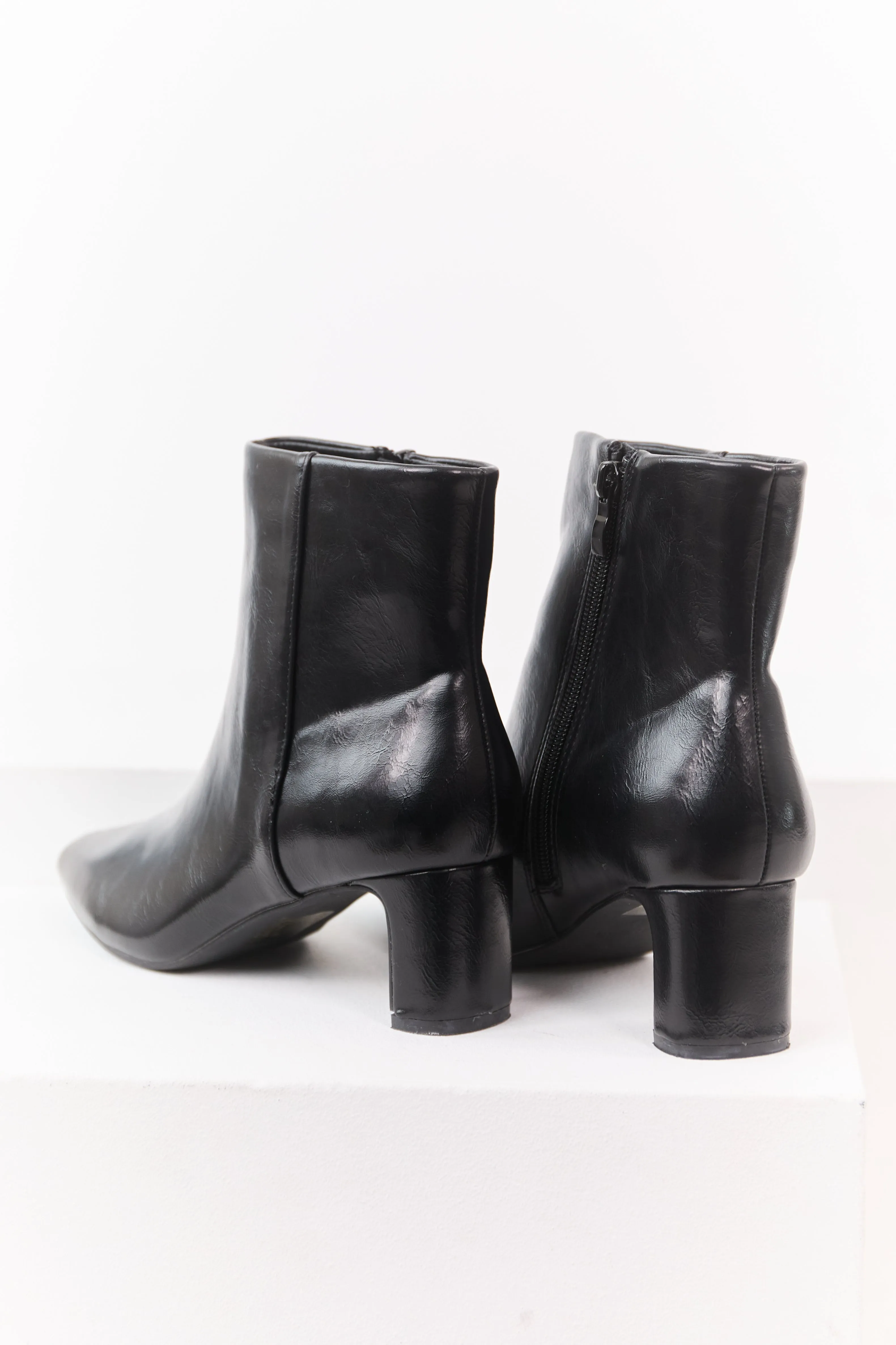 Black Faux Leather Pointed Toe Booties sold by Lime Lush product image thumbnail 3