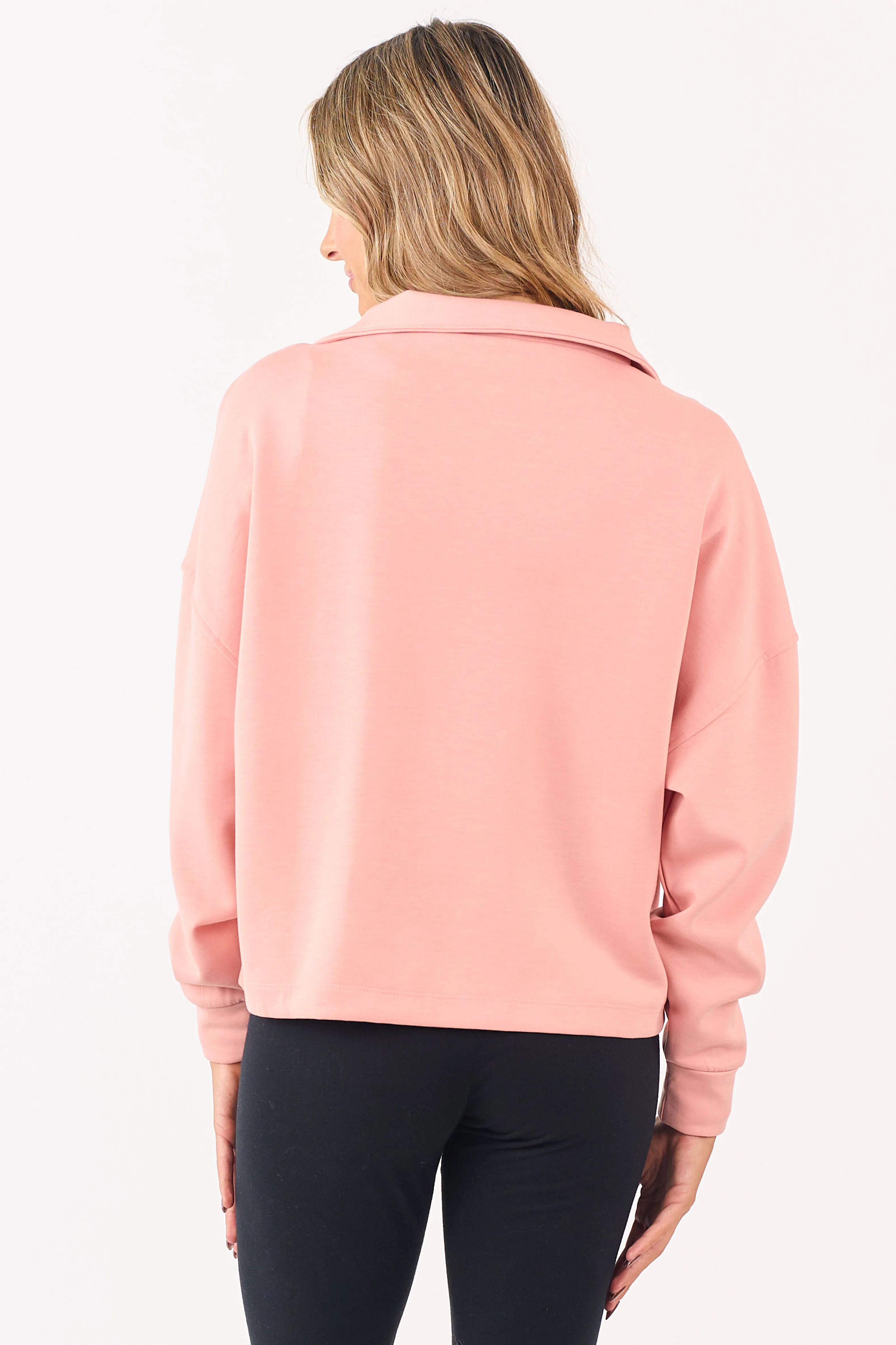 Coral Soft Scuba Knit Mock Neck Zip Up Jacket sold by Lime Lush product image thumbnail 5