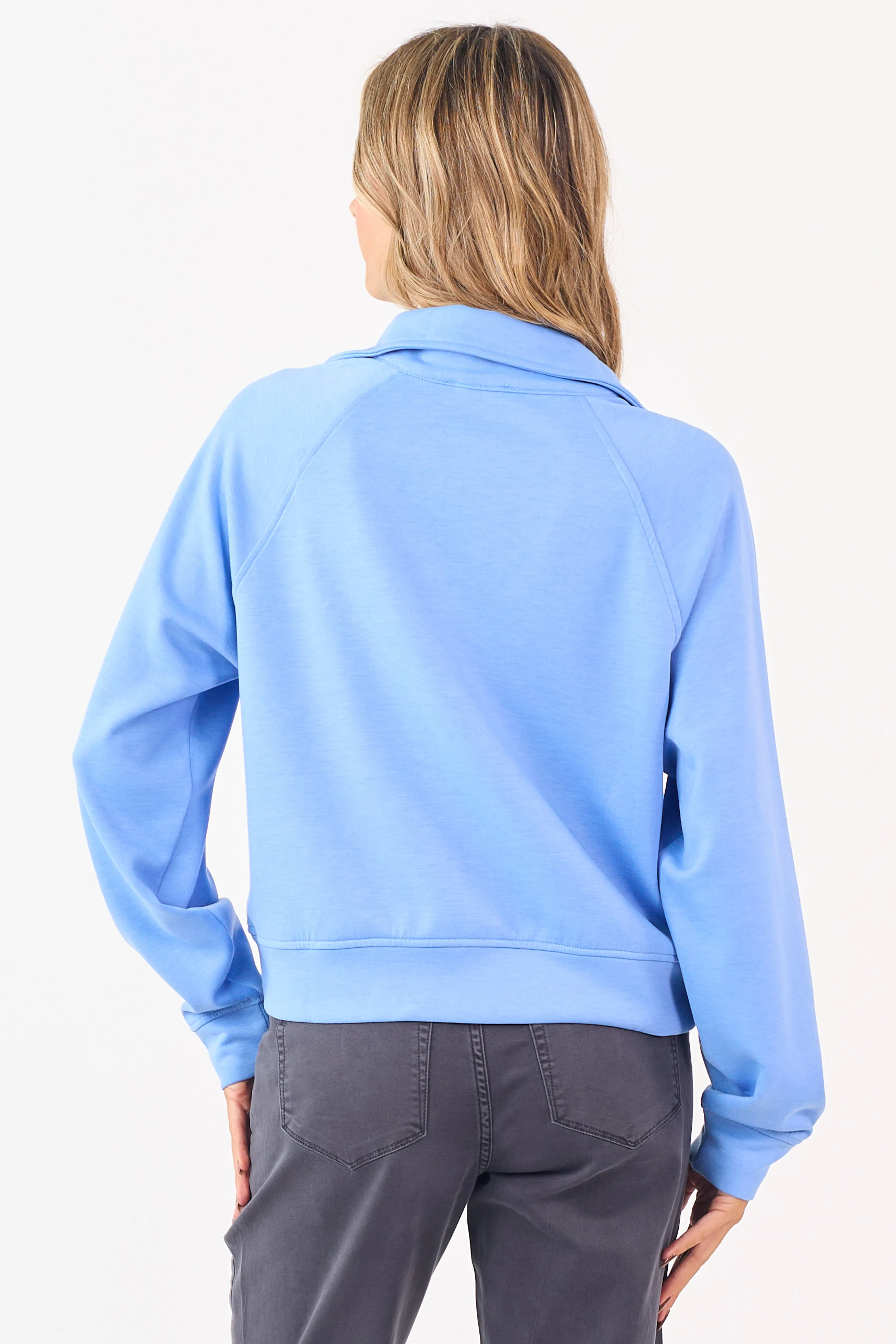 Cornflower Scuba Knit Pullover Sweatshirt sold by Lime Lush product image thumbnail 5