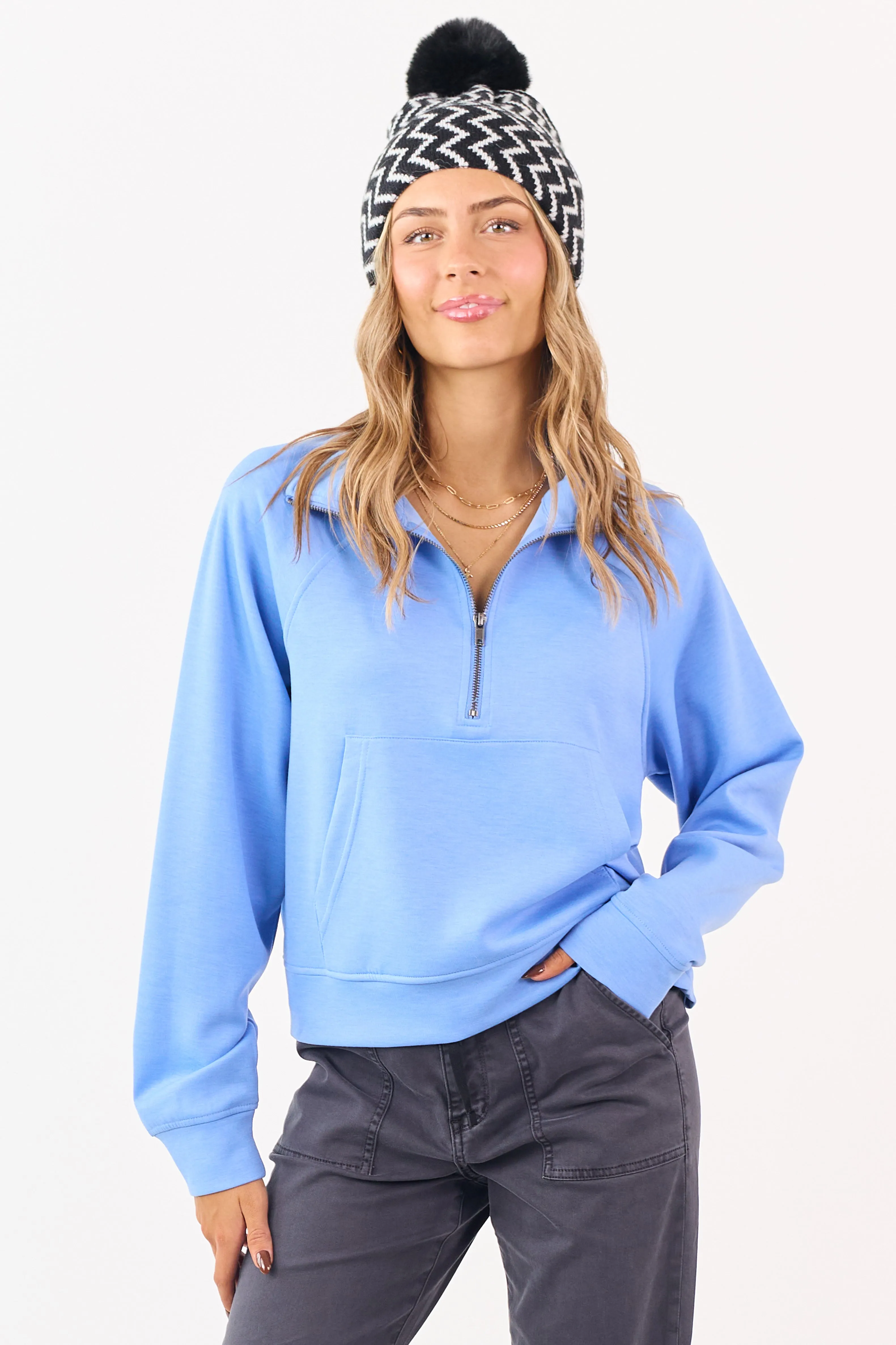 Cornflower Scuba Knit Pullover Sweatshirt sold by Lime Lush