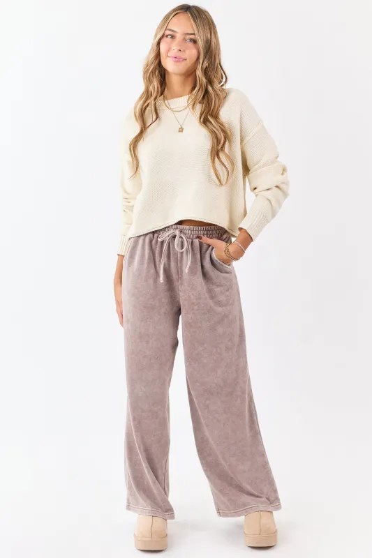 Washed Rose Taupe Wide Leg Sweatpants sold by Lime Lush