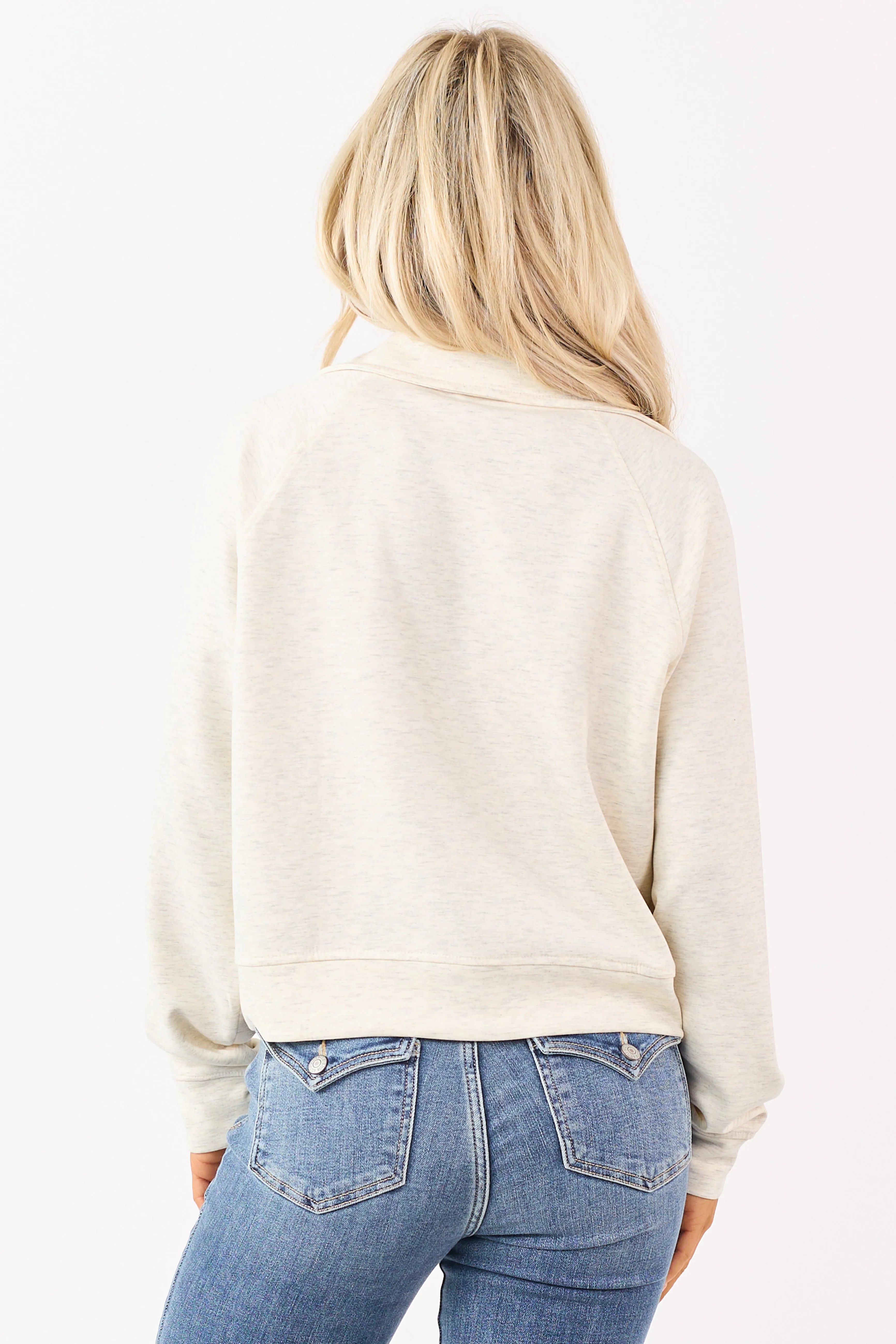 Heathered Cream Scuba Knit Pullover Sweatshirt sold by Lime Lush product image thumbnail 5