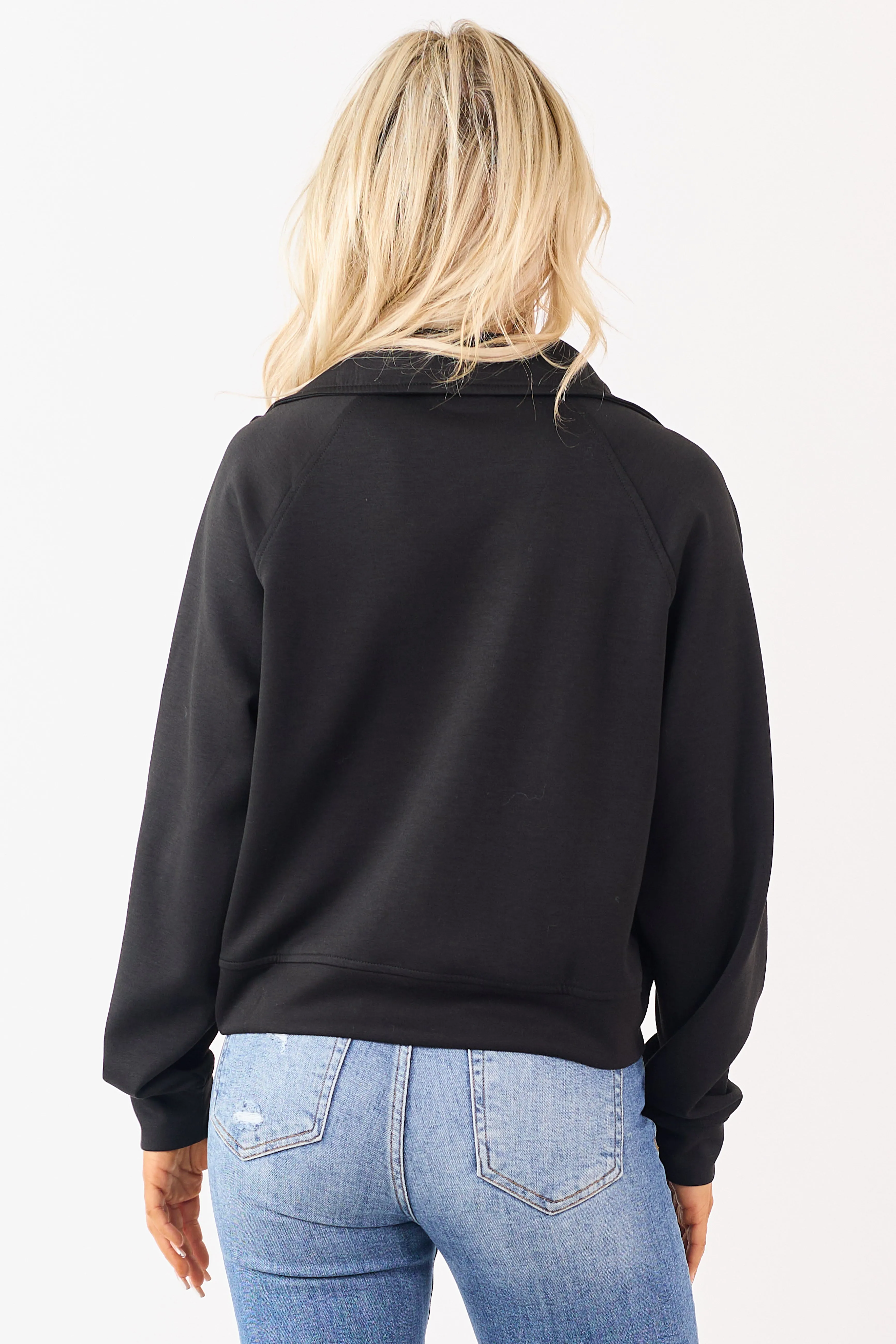 Black Scuba Knit Pullover Sweatshirt sold by Lime Lush product image thumbnail 4