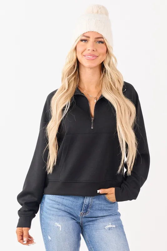Black Scuba Knit Pullover Sweatshirt made by Lime Lush