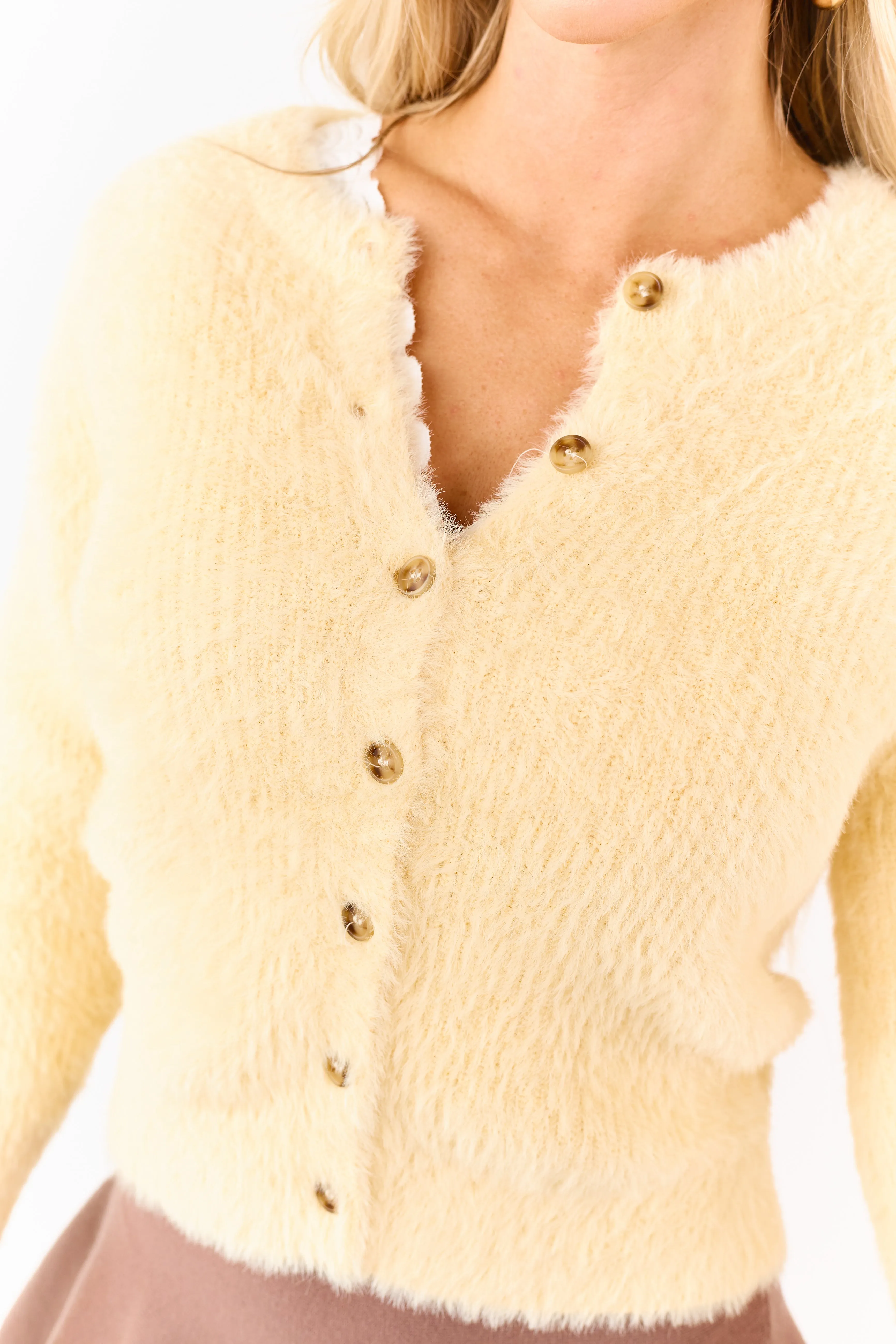 Buttercream Eyelash Knit Button Down Cardigan sold by Lime Lush product image thumbnail 2