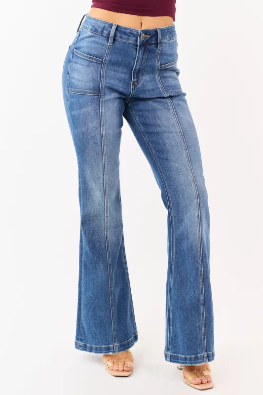 Mica Denim Medium Wash Stretchy Flare Jeans sold by Lime Lush