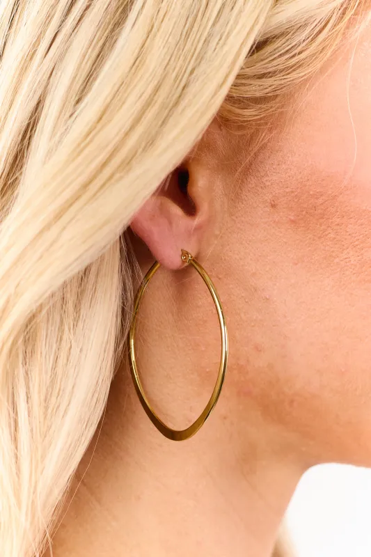 Gold Oval Hoop Latch Closure Earrings sold by Lime Lush