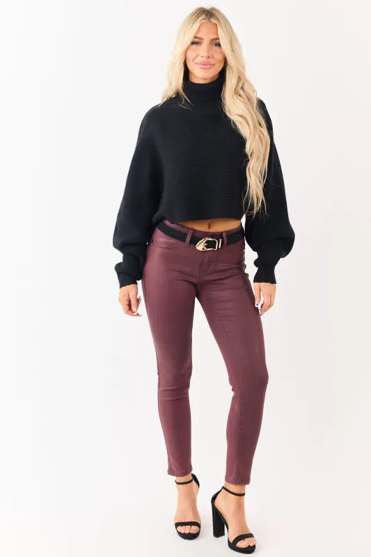 KanCan Mahogany Mid Rise Coated Stretchy Skinny Jeans sold by Lime Lush