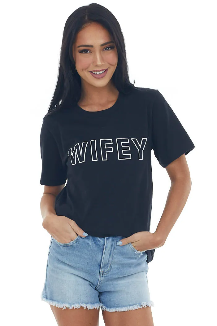 Black 'Wifey' Short Sleeve Graphic Tee sold by Lime Lush