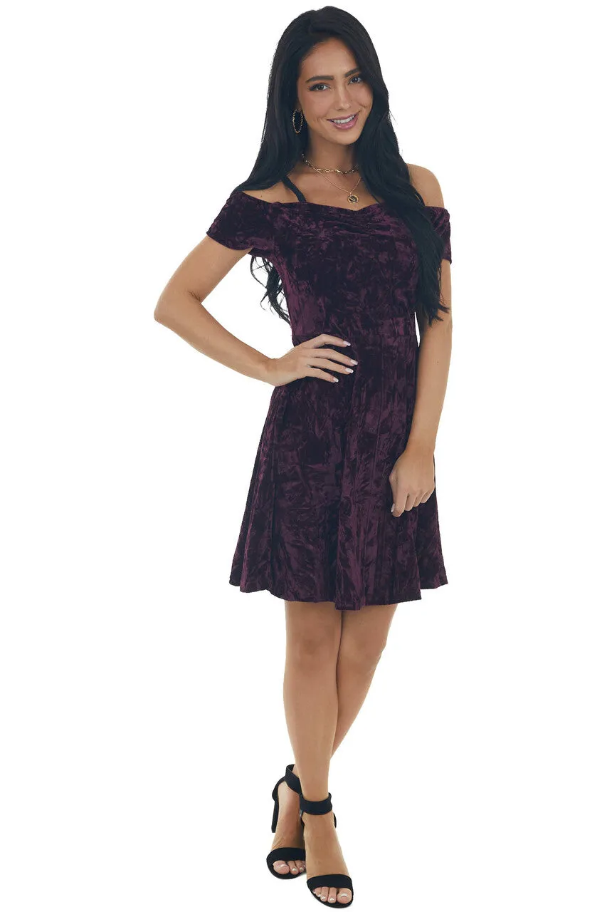 Plum Velvet Cold Shoulder Cap Sleeve Dress sold by Lime Lush product image thumbnail 4