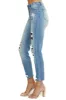 KanCan Light Wash High Rise Boyfriend Jeans with Leopard Patches sold by Lime Lush