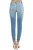 KanCan Light Wash High Rise Boyfriend Jeans with Leopard Patches sold by Lime Lush