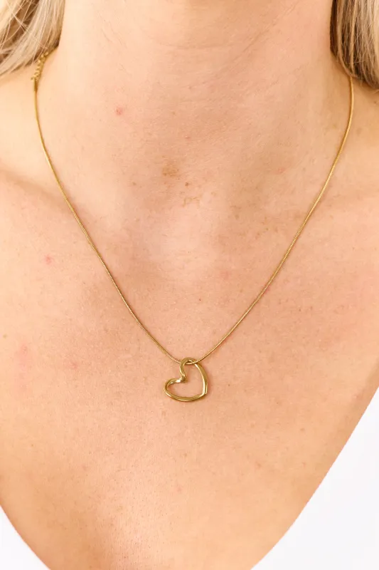 Gold Heart Pendant Snake Chain Necklace sold by Lime Lush