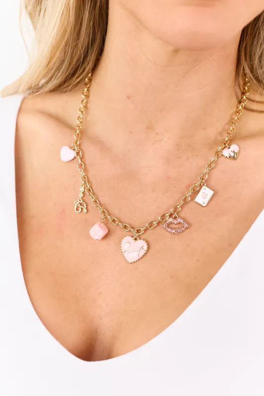 Gold Cable Chain Love Style Charm Necklace sold by Lime Lush